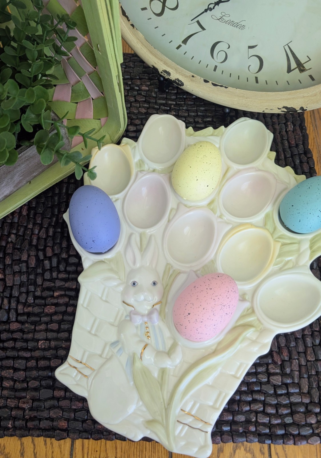 Lenox Bunny Deviled Egg Platter Easter Ceramic Egg Tray Serving Plate