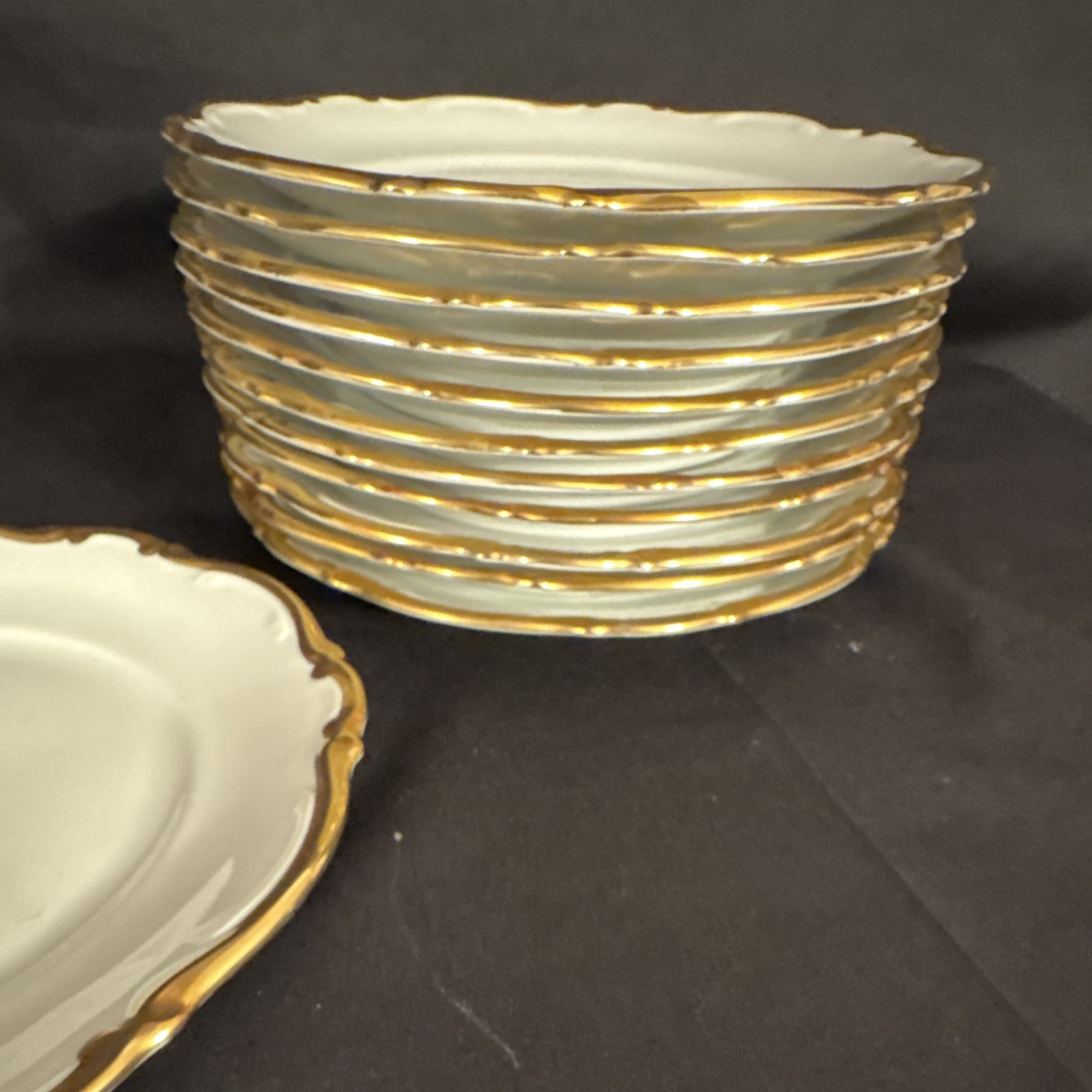 Mitterteich Bavaria golden lark salad plates set of 12. 8in. Made in Germany