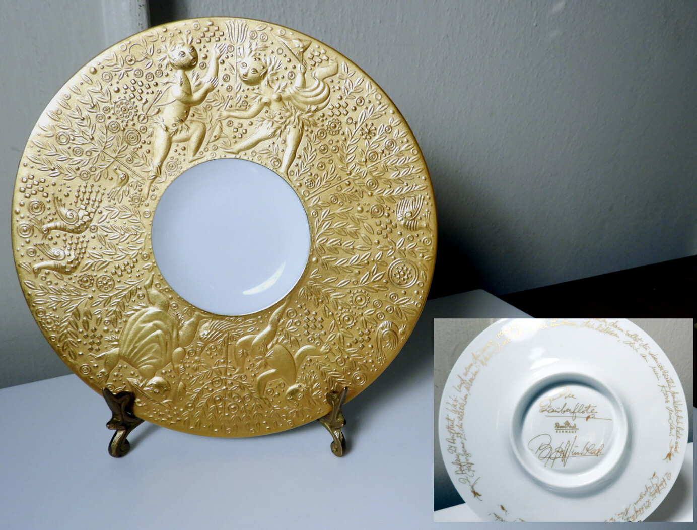 Rosenthal Bjorn Wiinblad MAGIC FLUTE GOLD Sarastro 7 1/4″ Cream Soup Saucer