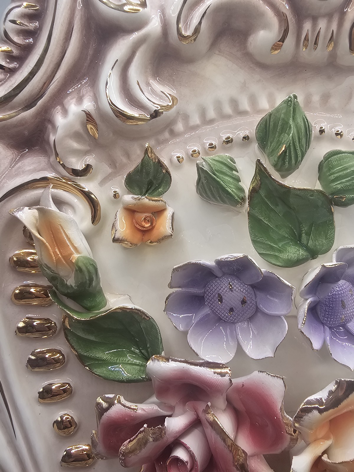Pair of Beautiful Vintage Capodimonte Wall Art