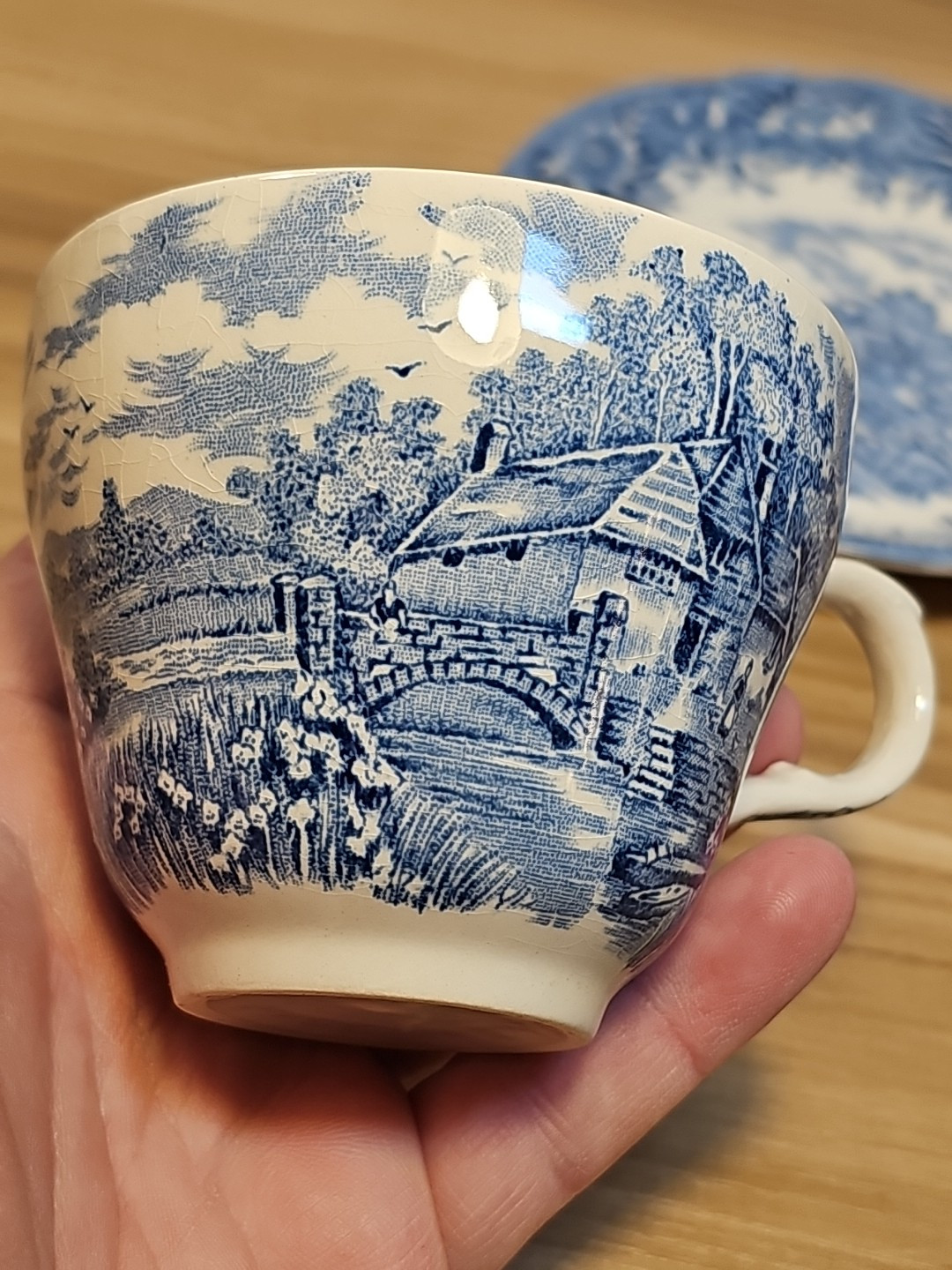 Vtg English Village By Salem China Co. Olde Staffordshire Ironstone Cup & Saucer
