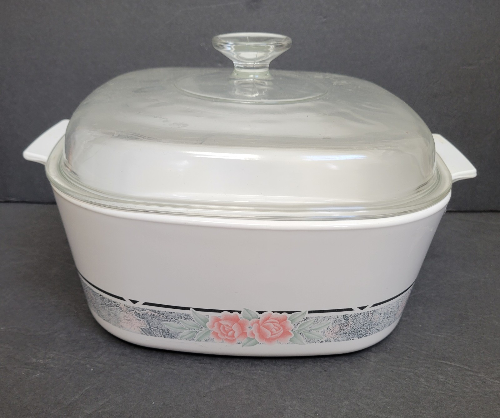 6pc Corning Silk & Roses Casserole Dishes A-2-B, A-3-B, A-5-B w/ Pyrex Lids EXC