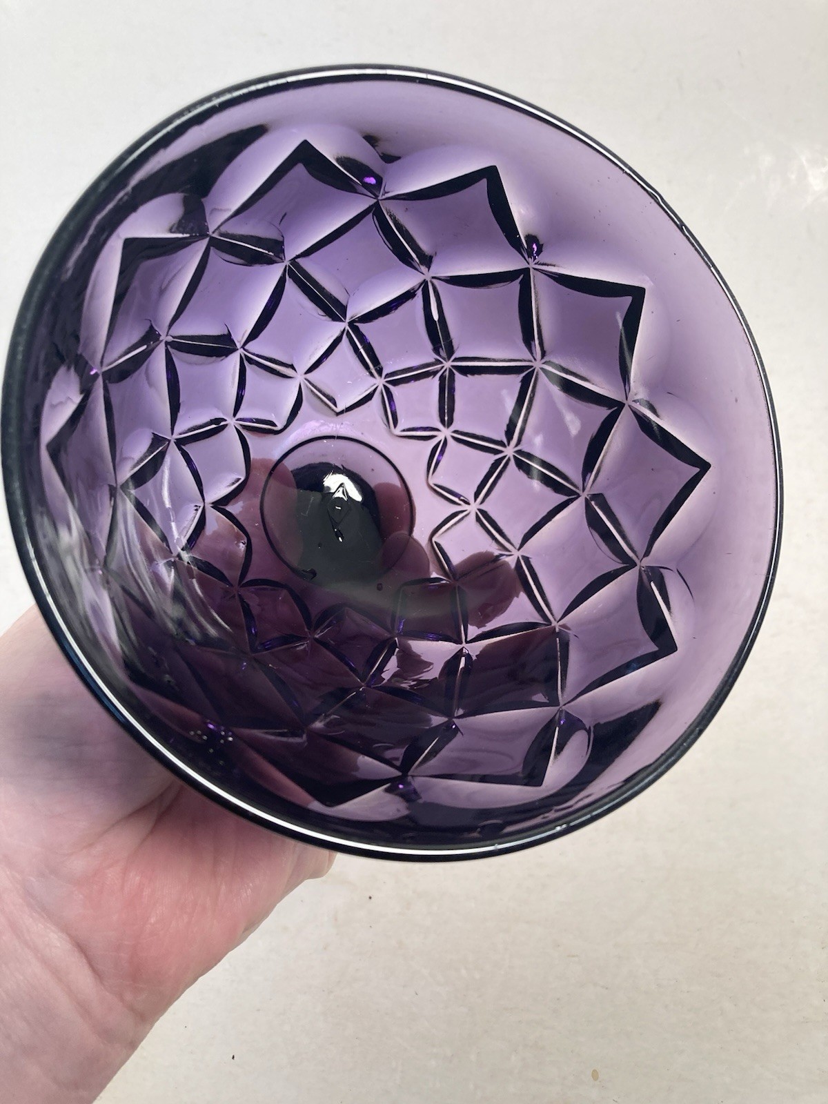 Butter dish, irradiated Purple Glass Pressed Glass