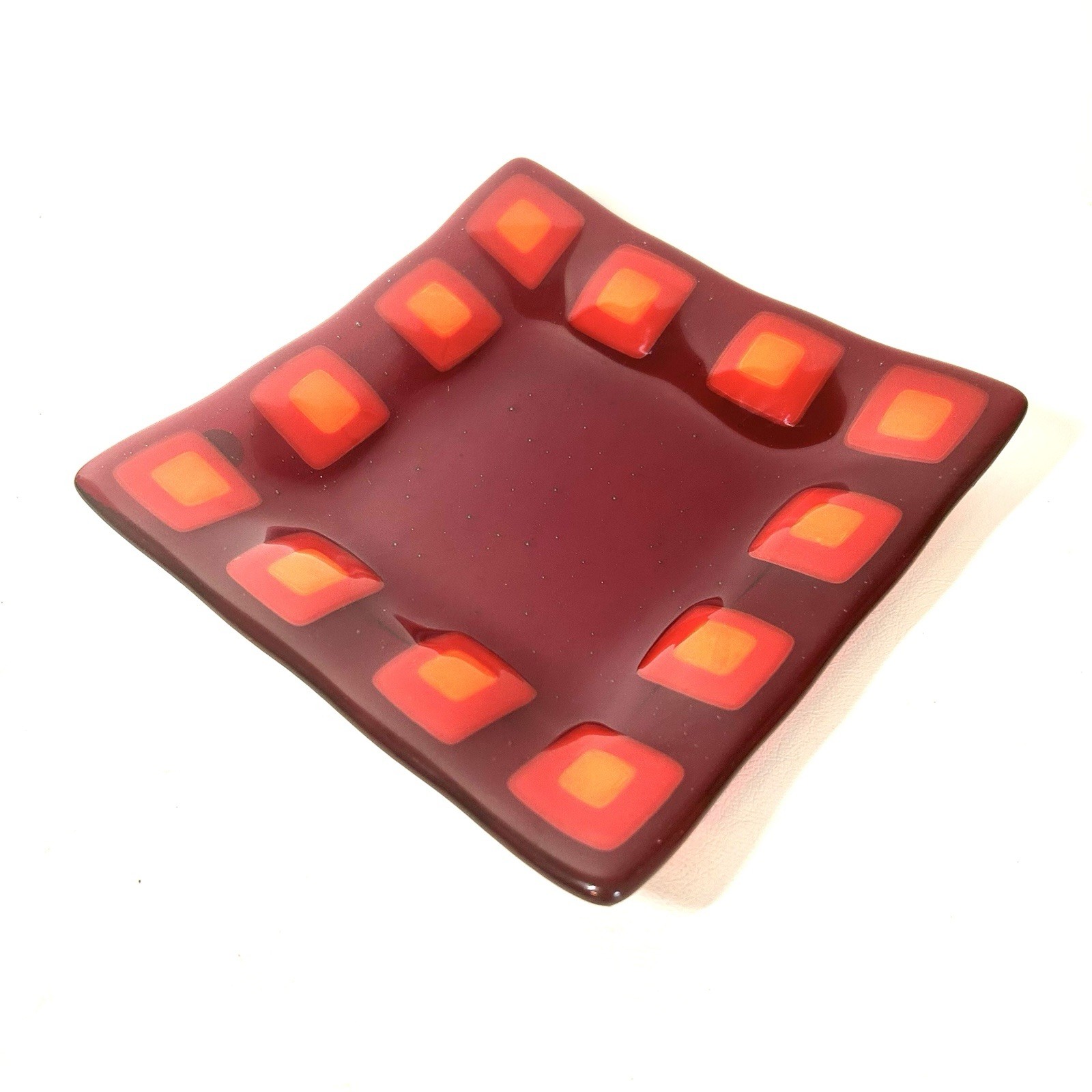 Higgins Style Fused Art Glass Plate Signed by MO Artisan Contemporary Art MINT