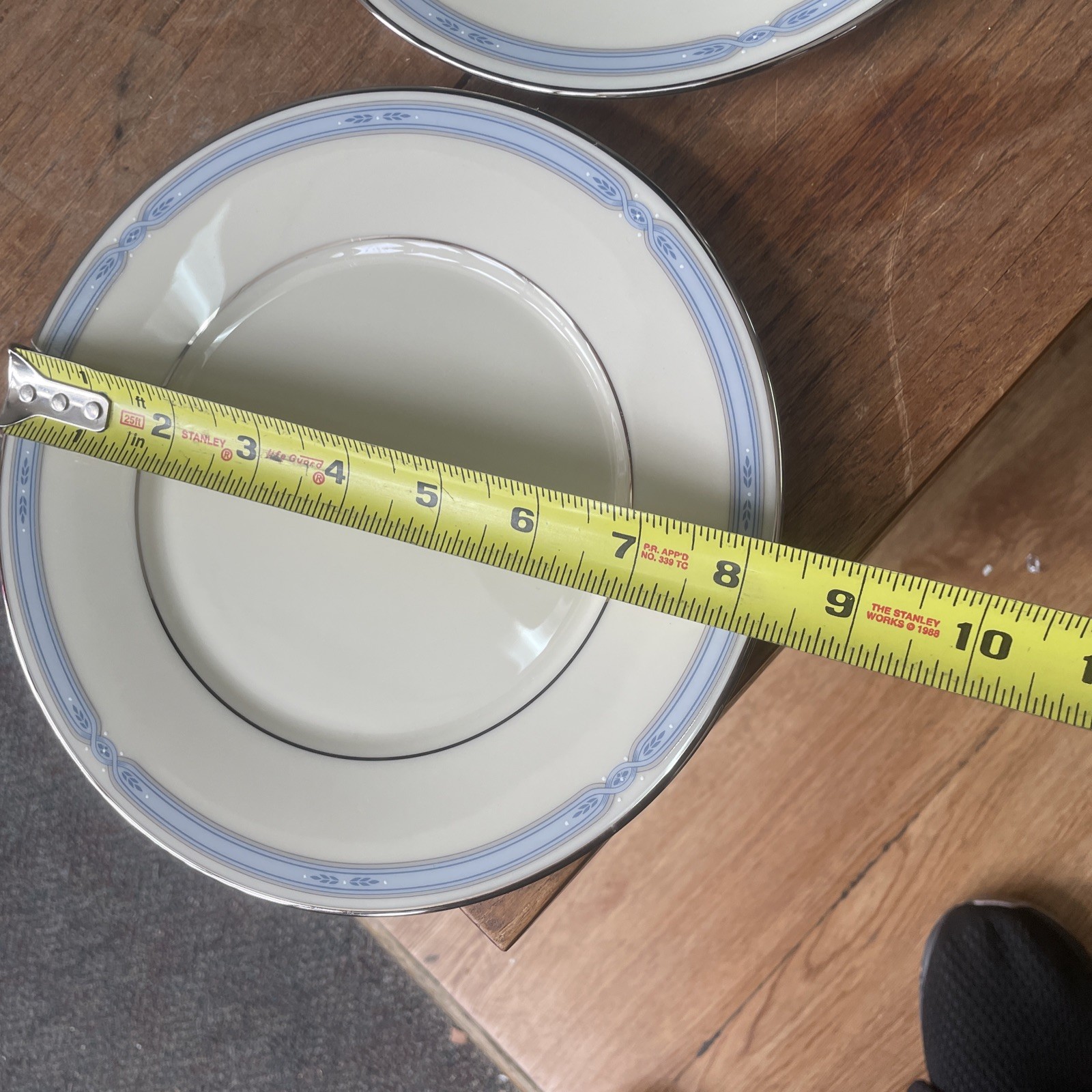 LENOX Courtland Salad Plate Set Of Four Blue Gray Band Platinum Trim 8”USA