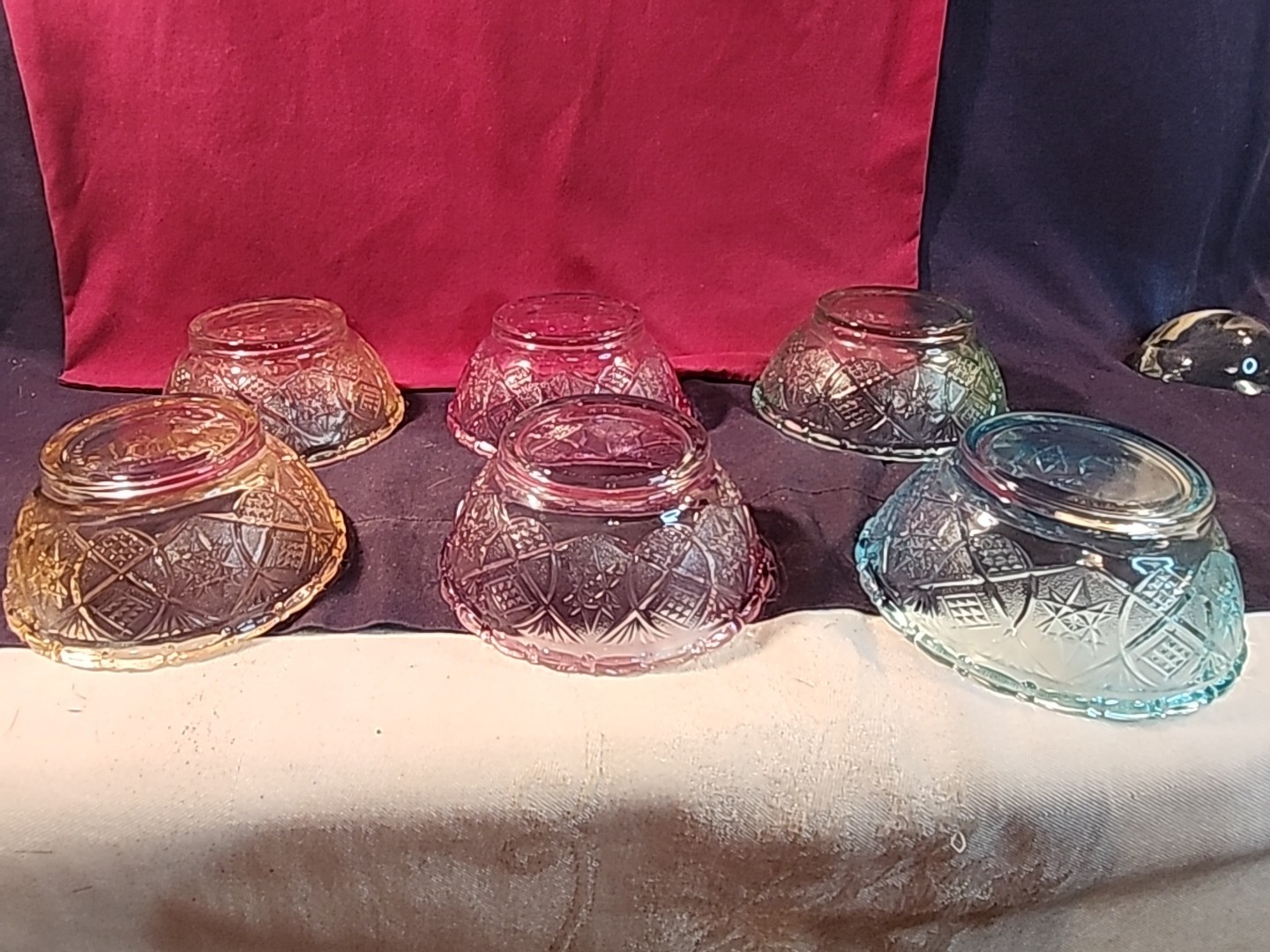 KIG Indonesia 2 1/2 × 5in. Berry Bowls Set of 6 Green,Blue,Pink,Yellow Vintage