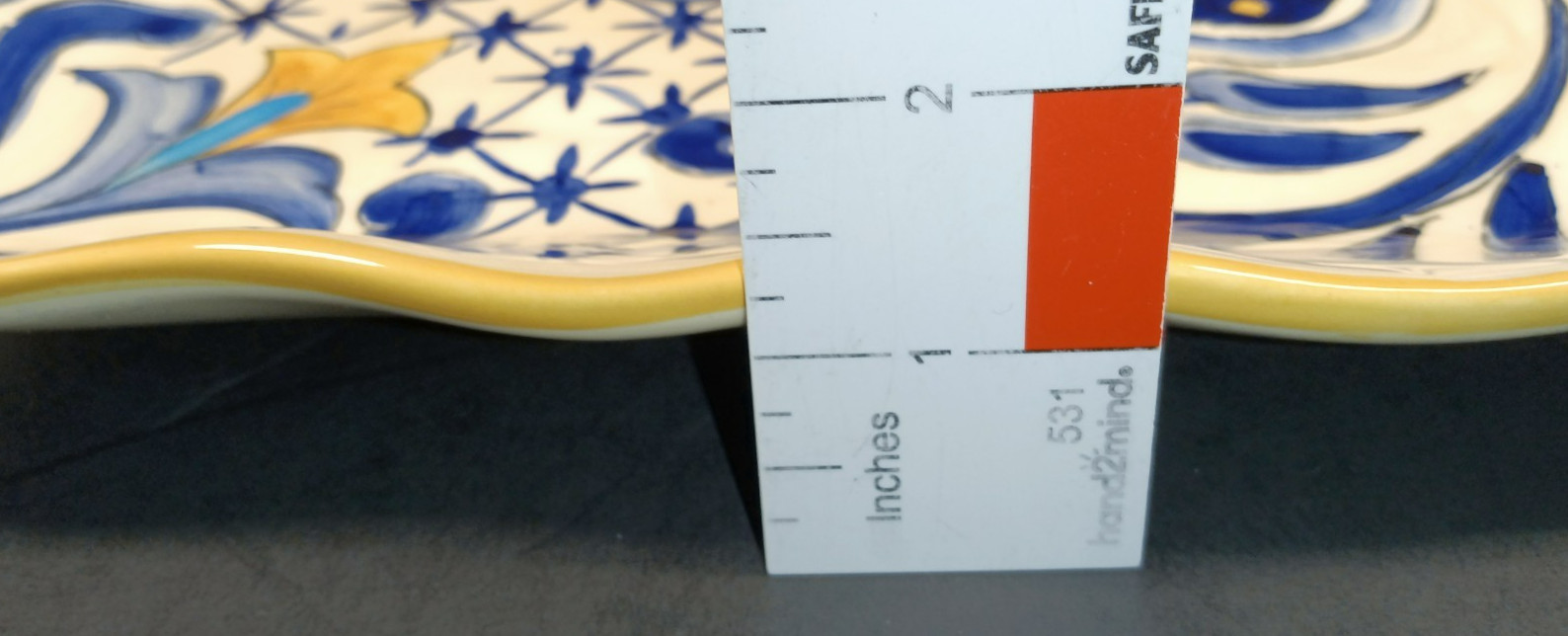 Maxcera TERRA NOVA Hand Painted Cobalt Blue Yellow Square Dinner Plate 11.50″W