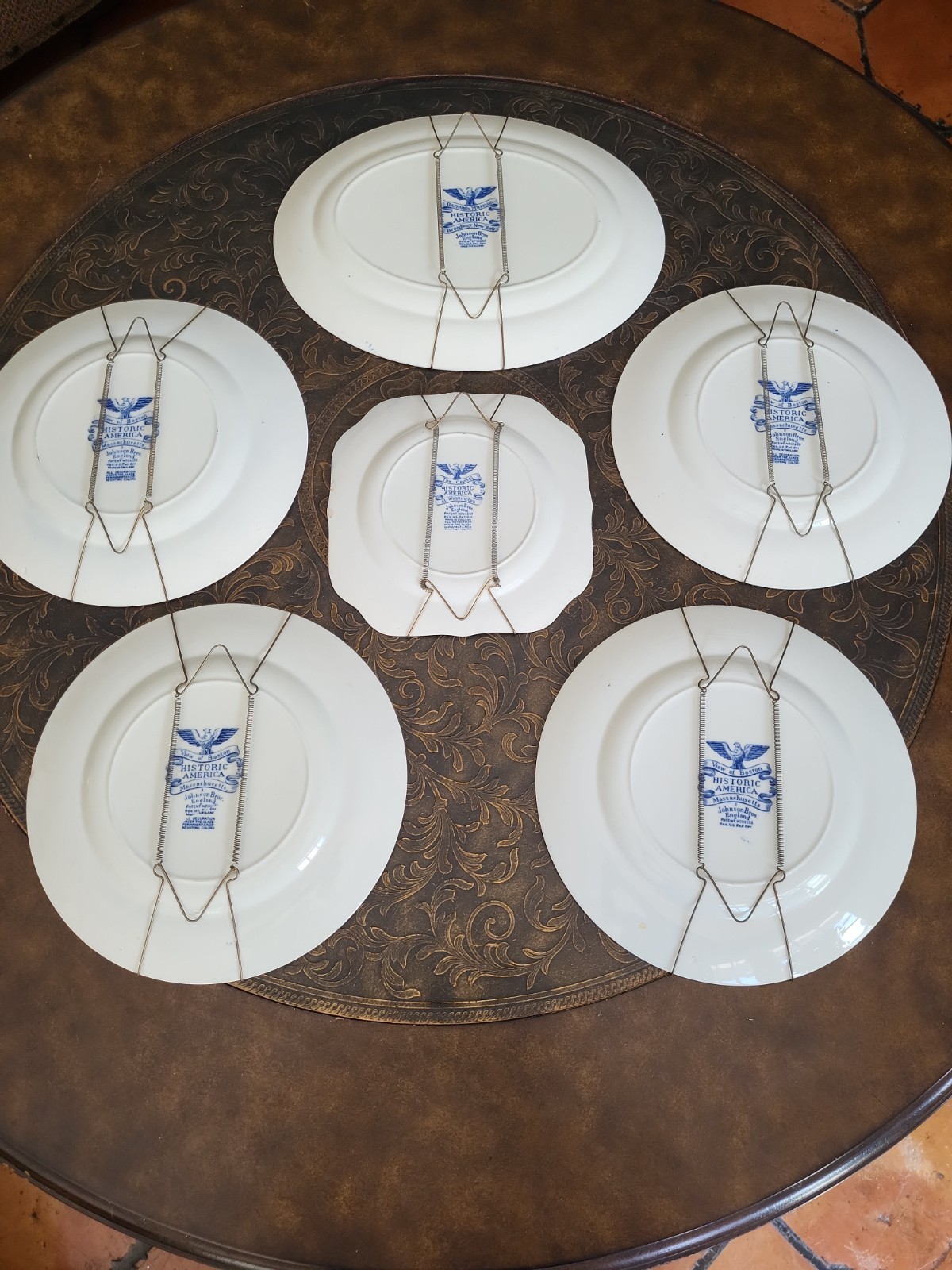 Johnson Bros Historic America Blue New York/Boston/Washington Plates Lot Of 6
