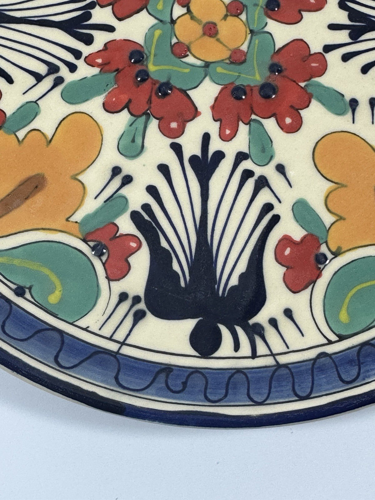 Talavera Mexican Pottery Platter 12″ Wall Art Colorful Birds & Flowers Lead Free