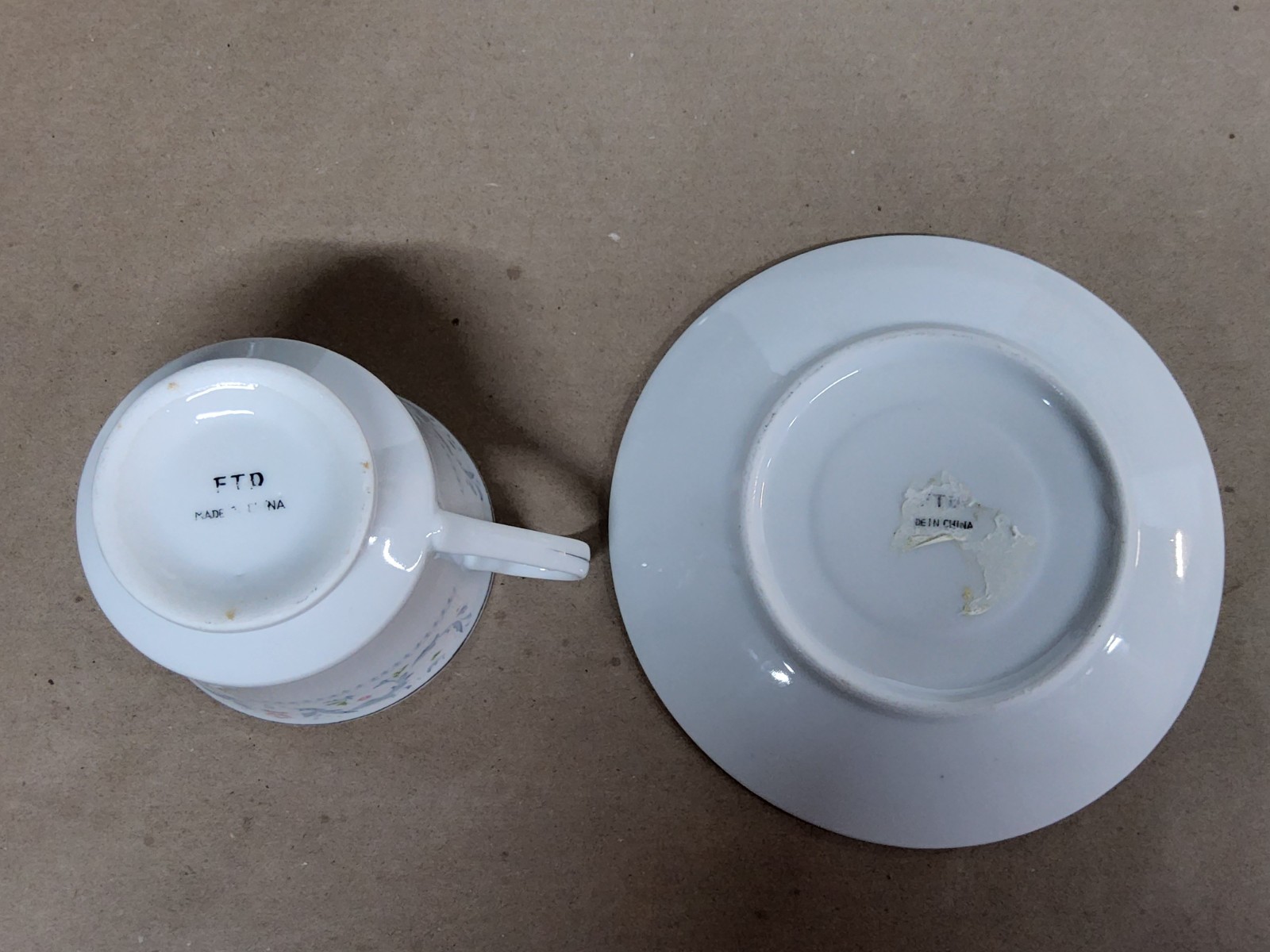FTD Fine China Porcelain Cup and Saucer JM Pink Blue Floral