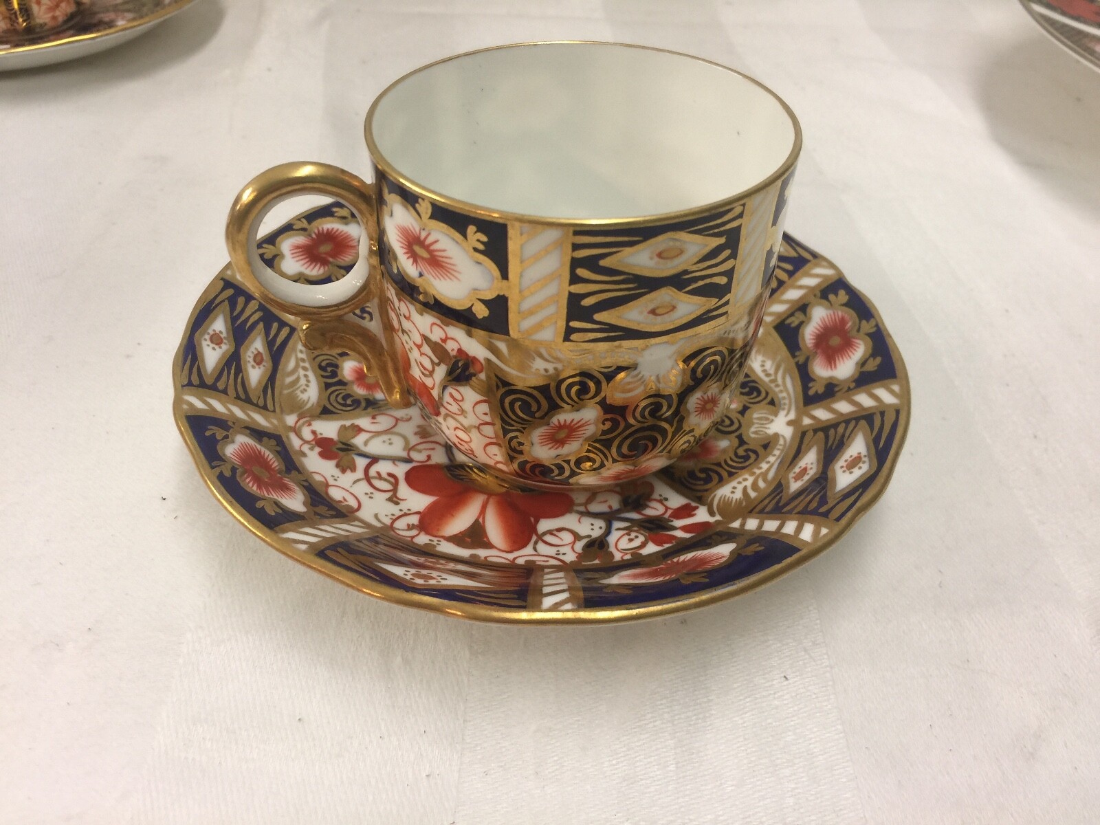 Royal Crown Derby, OLD IMARI, Blue Rust Gold, Flat Demitasse Cup & Saucer Set