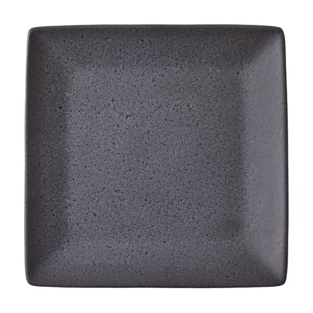 Square Stoneware Dinner Plate Set of 4 Modern Gray Dining Plates