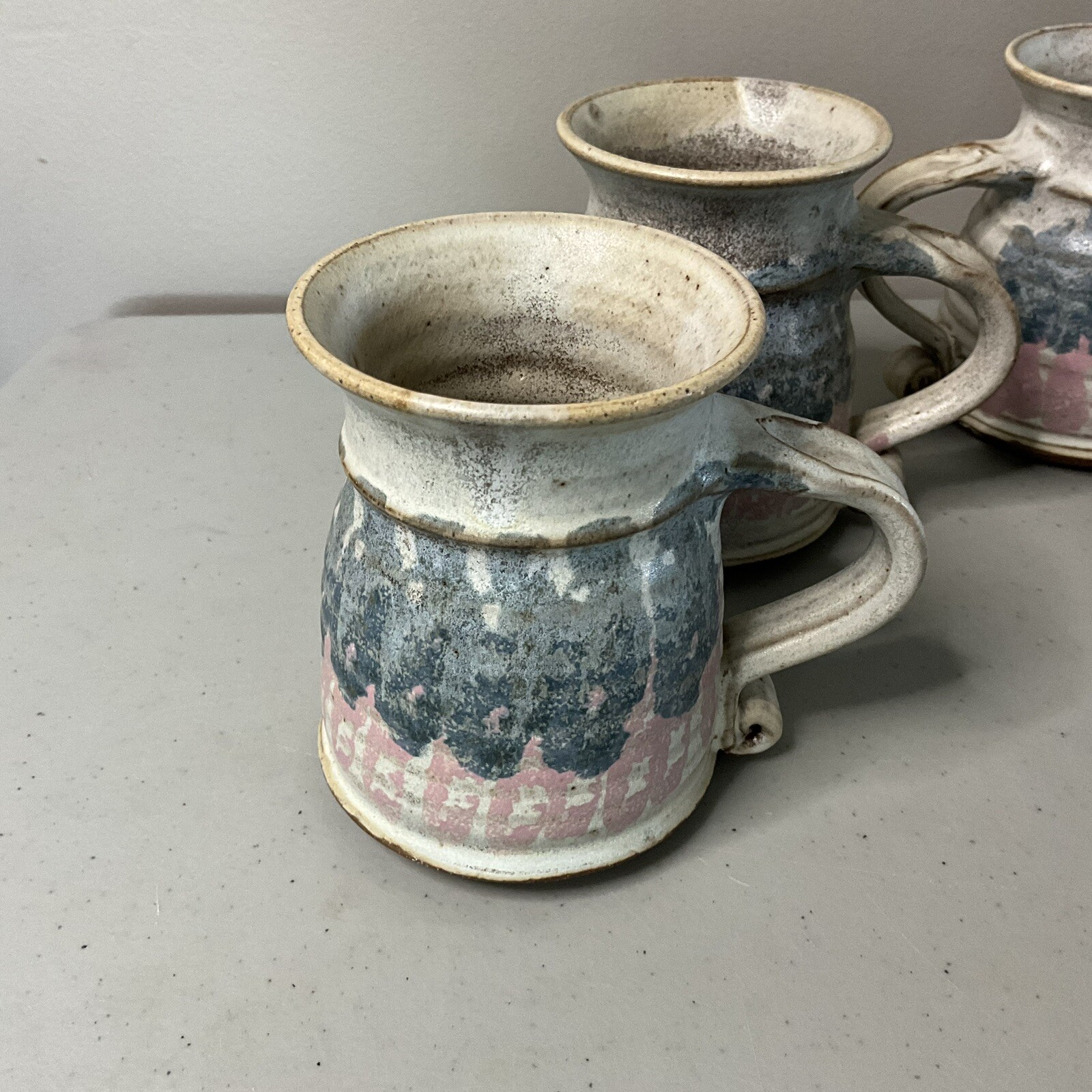 Art Pottery Tea Set 7 Piece Deborah Doran Studio Dundas Ontario Canada Pink Blue