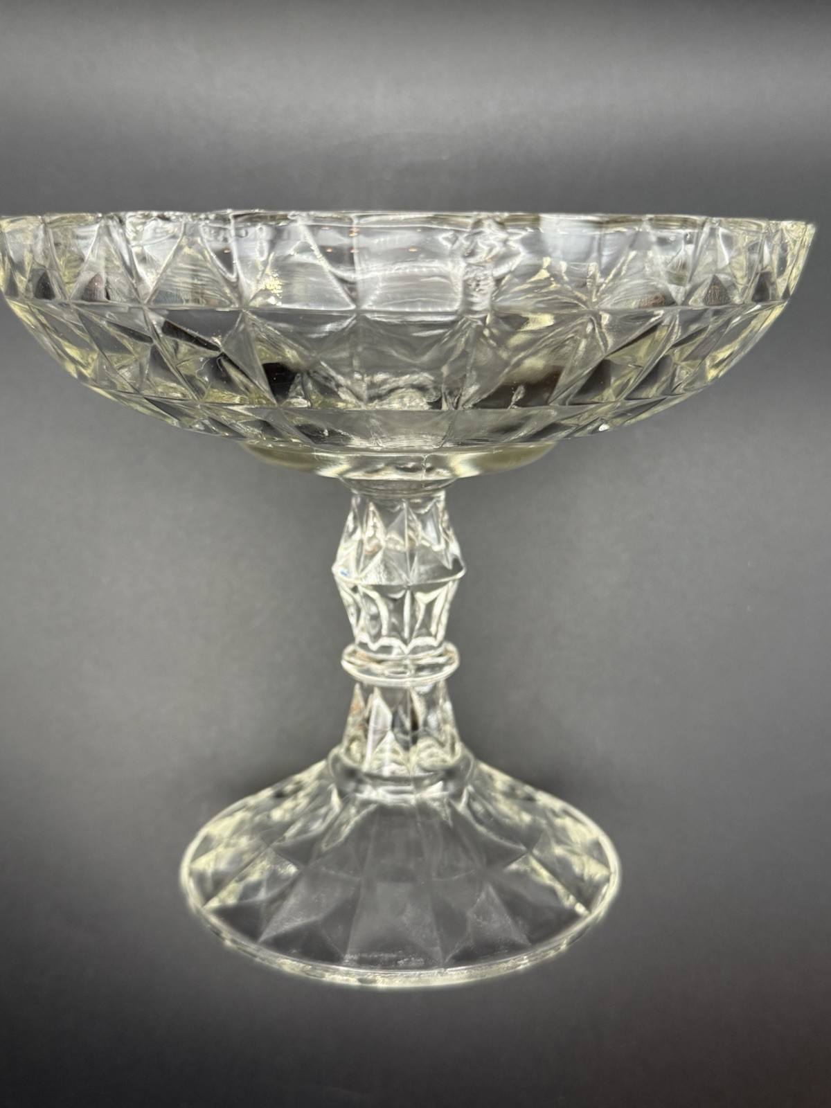 Vintage EAPG Jeannette Glass Compote Windsor Clear 1936 Pretty!