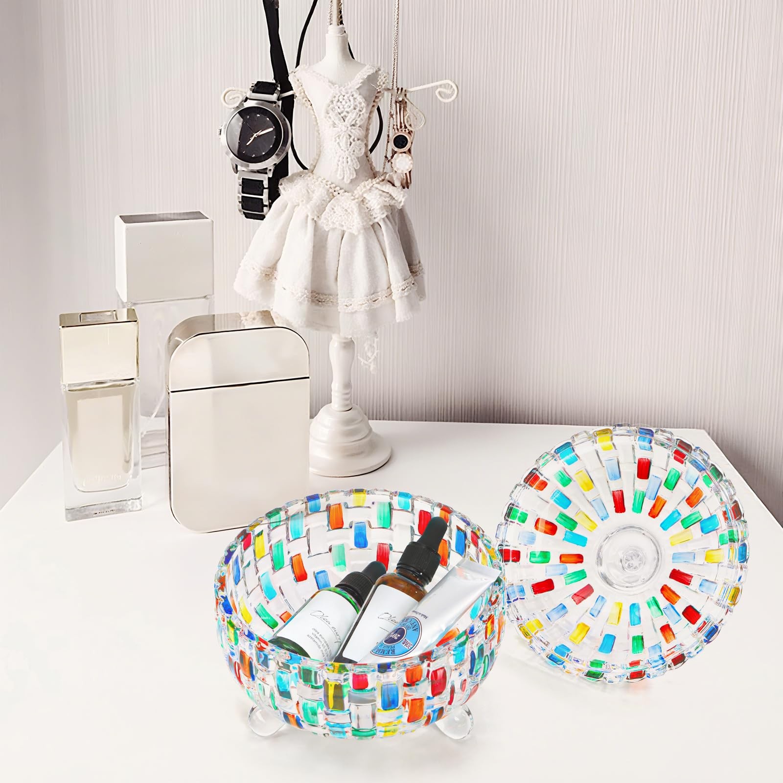 Tlence 24 OZ Candy Dish With Lid, Decorative Candy Dishes Container, Vintage …