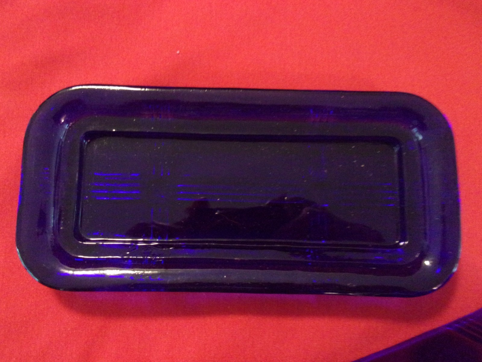 Vintage Hazel Atlas Cobalt Blue Glass Criss Cross Butter Dish