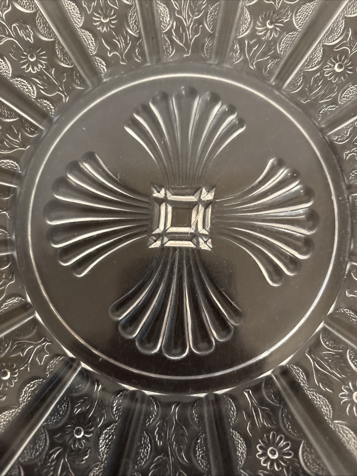 EAPG Bryce Bros Brazil; Paneled Daisy Square Plate 9.25″ 1888