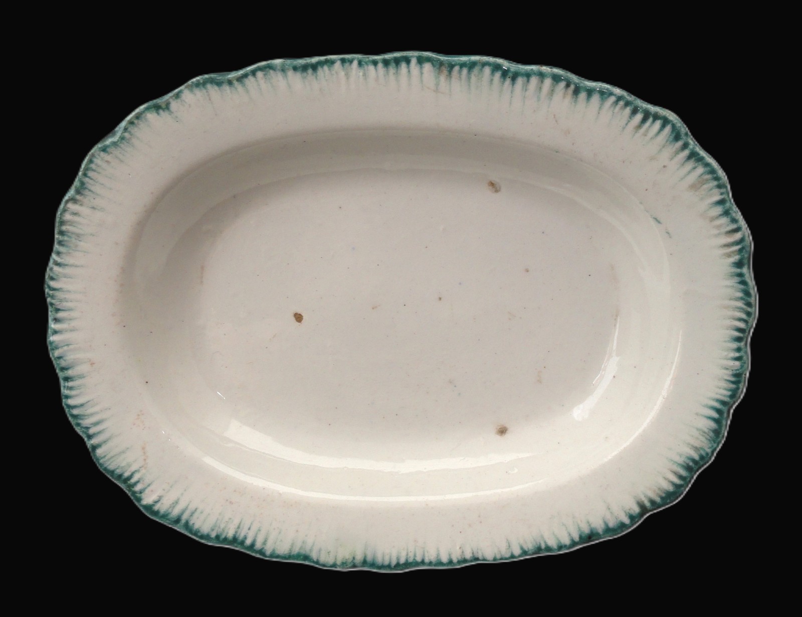 Green Feather Edge Shell Edged Pearlware Toy Platter Davenport c 1825