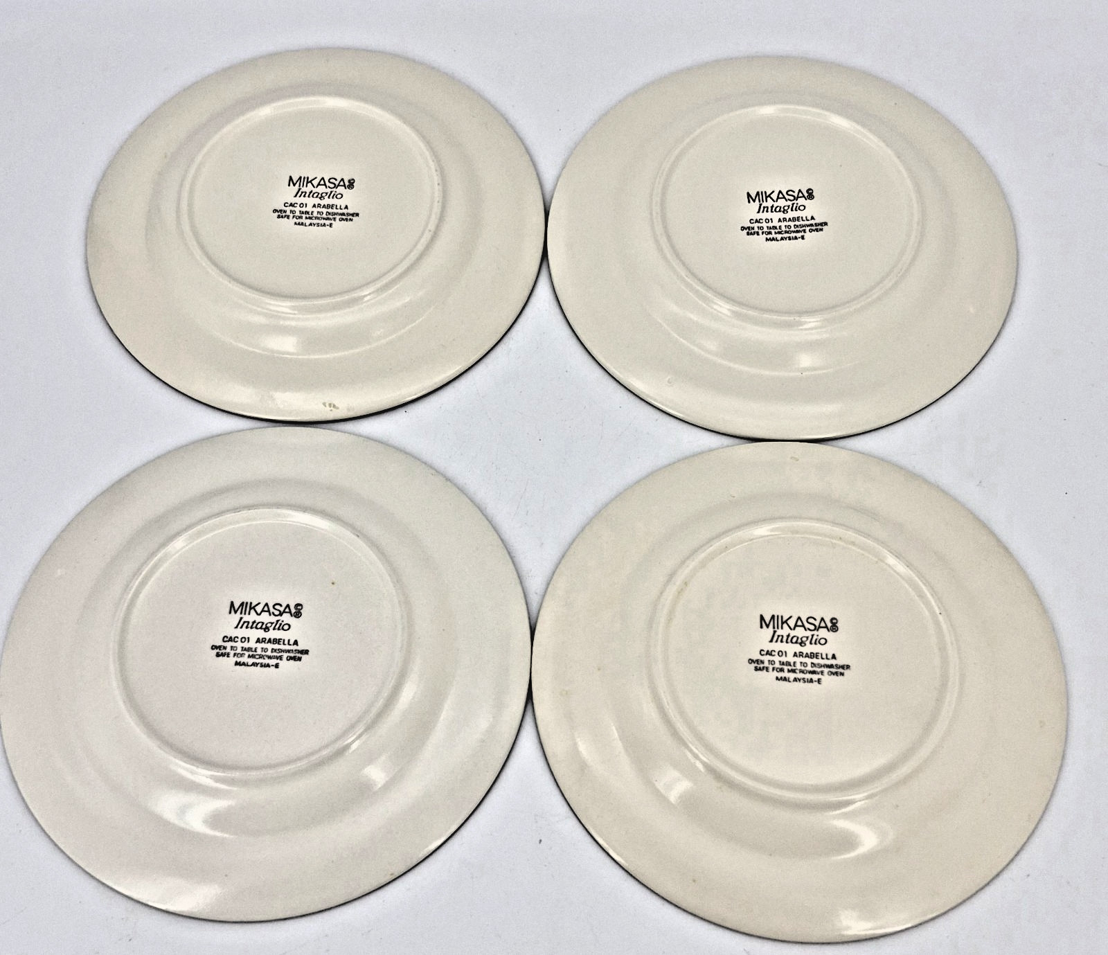 MIKASA INTAGLIO ARABELLA Salad Bread Plates 8 3/8″ ~ CAC01 ~ SET OF 4 ~ EUC