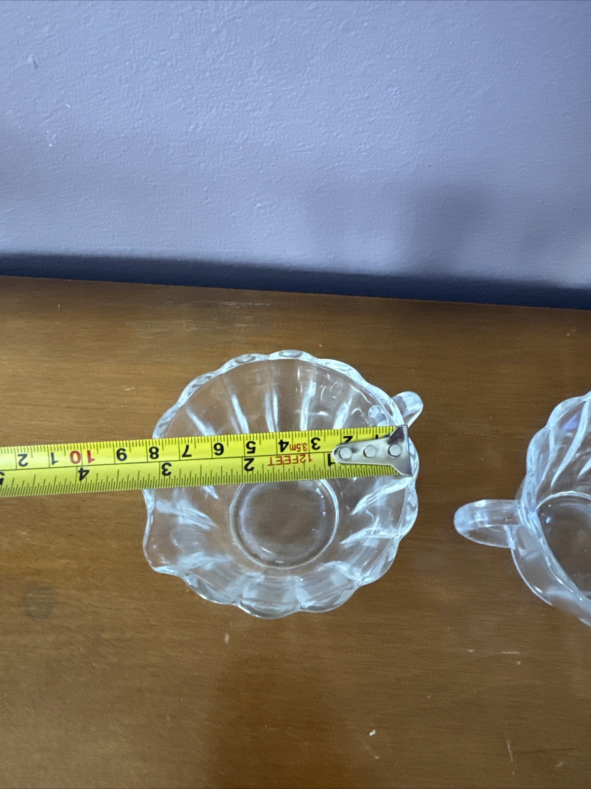 Vintage Clear Glass Ribbed Creamer & Sugar Bowl Set – Elegant Dining Decor
