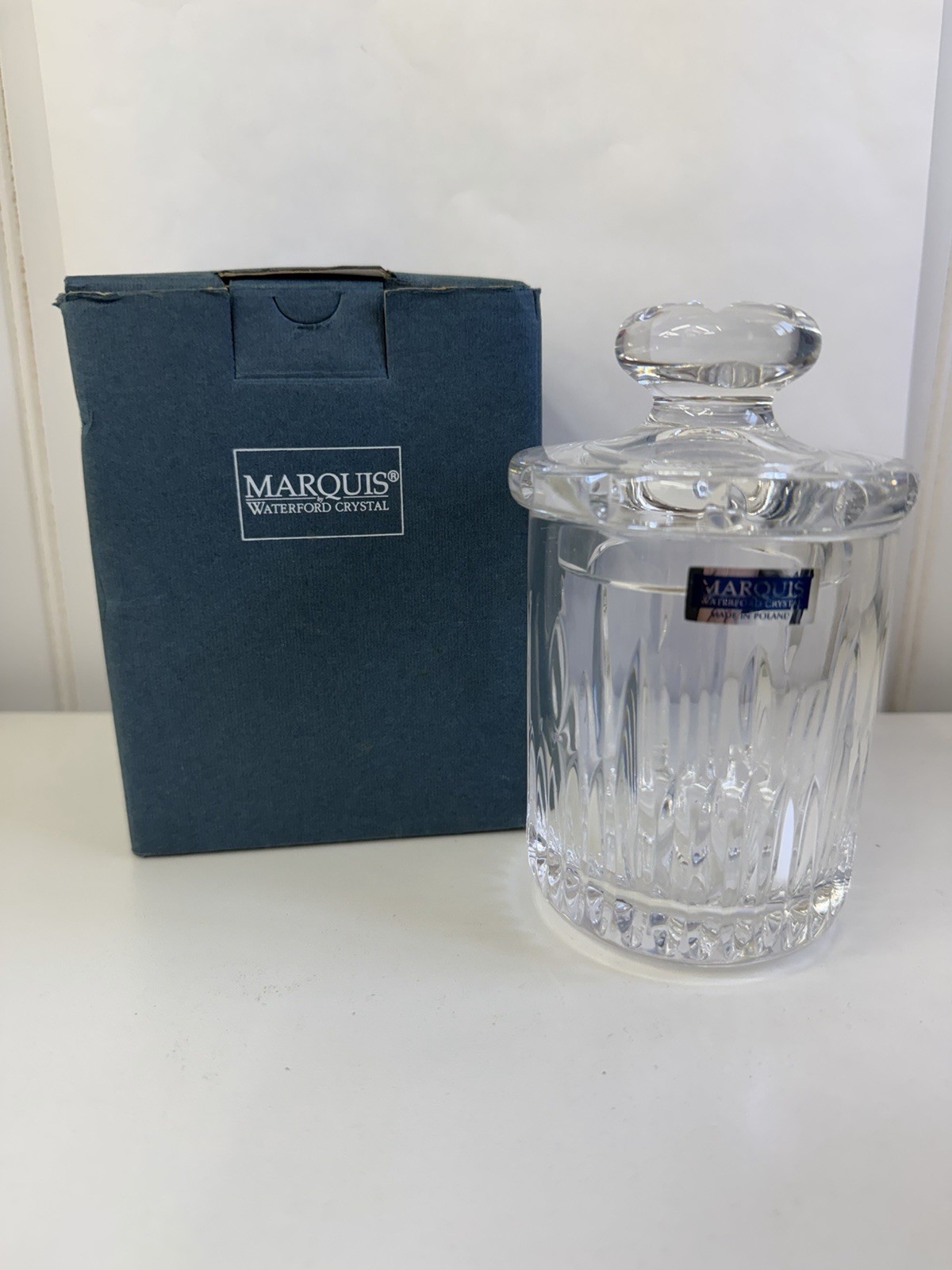 VTG 1995 Waterford Marquis Crystal “Claria” Covered Vanity Jar POLAND 5.5×3.5 in