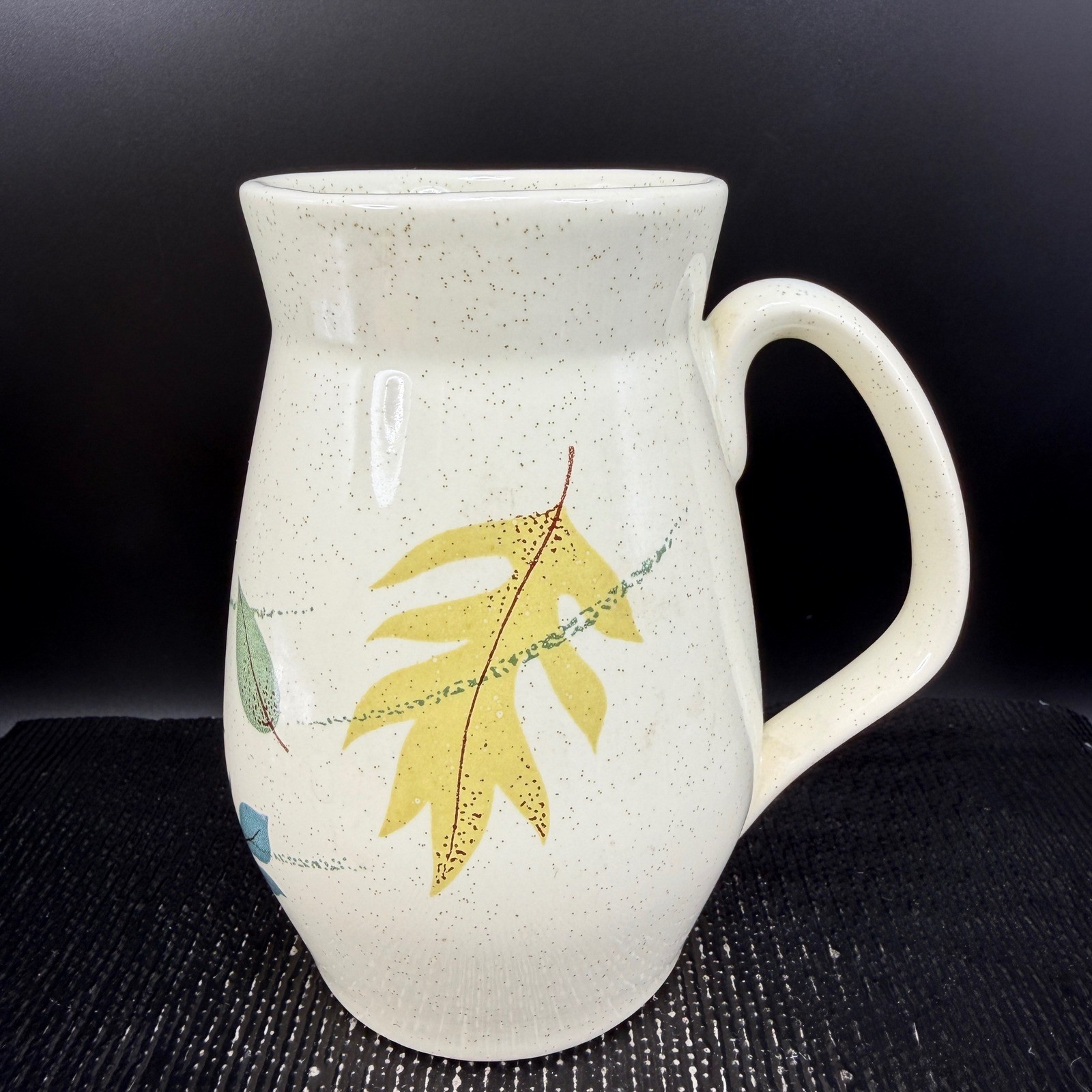 Franciscan Autumn Mug Cup Vintage Speckled Earthenware Leaves MCM California 5in