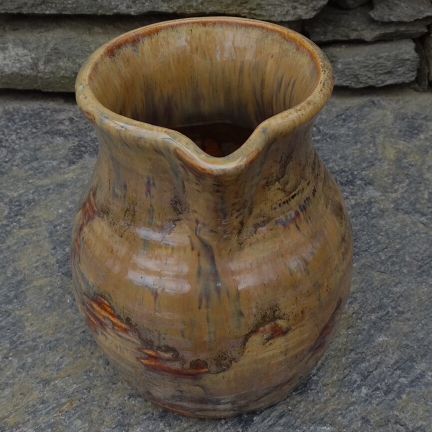 Antique Fulper Art Pottery Pitcher Rustic Earth Tones Colonial Ware Drip Glaze