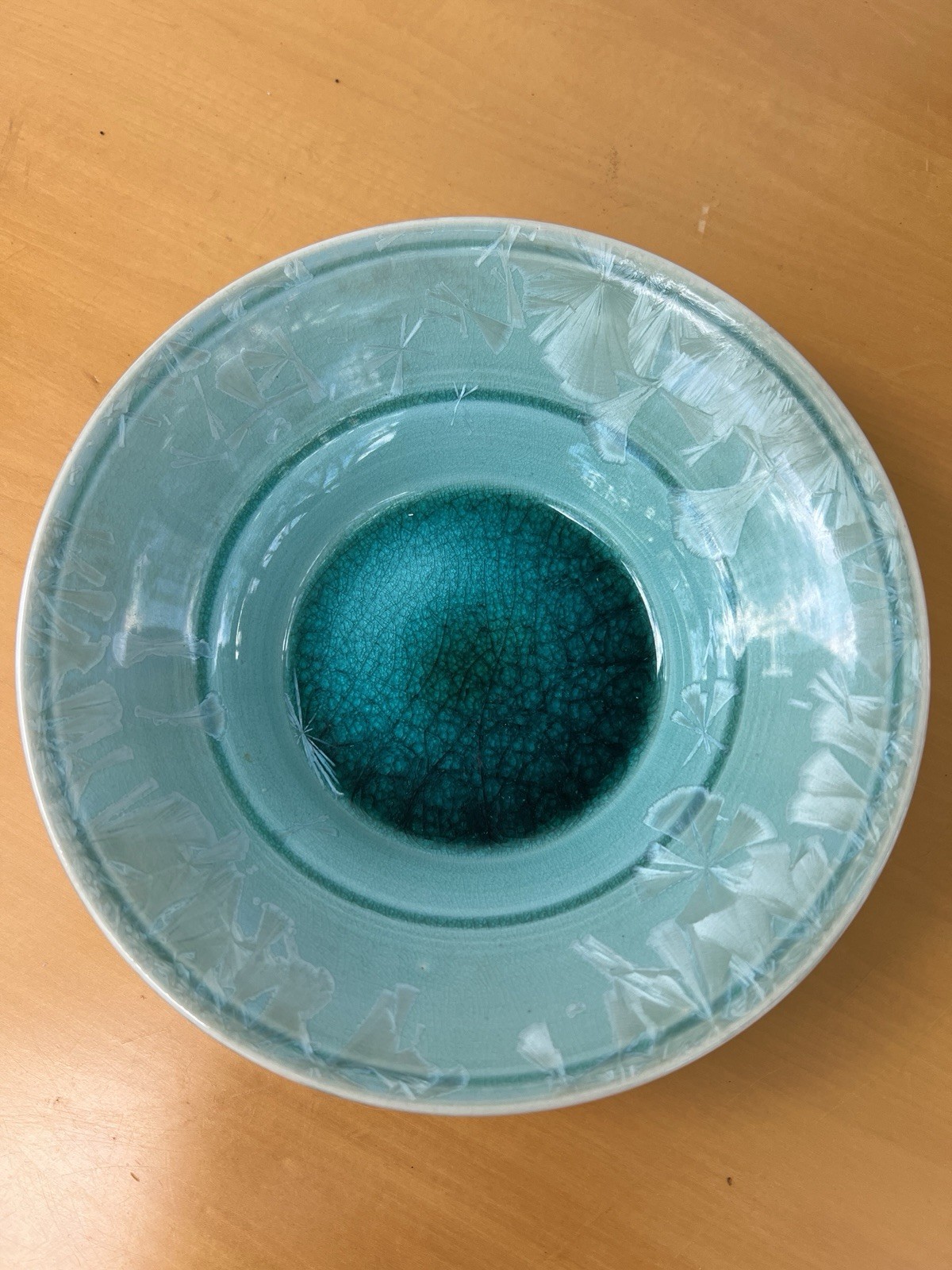 JOE COULTER Art Pottery Stoneware CRYSTALLINE Bowl Turquoise Teal Coastal Beach