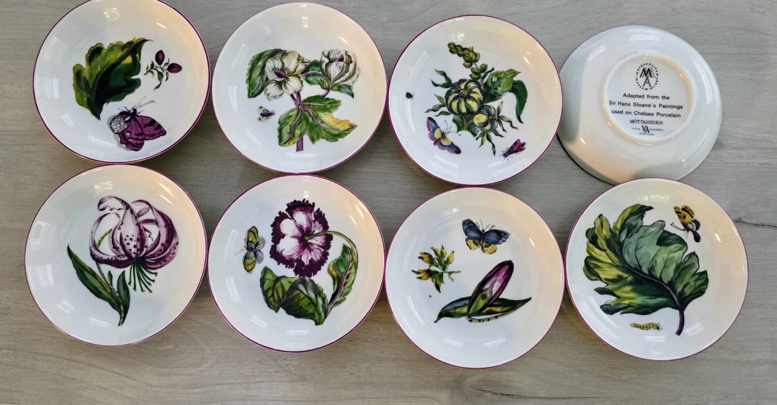 VTG 24 Pcs Set Mottahedeh Chelsea Flowers Vista Alegre Portugal MMA Botanical
