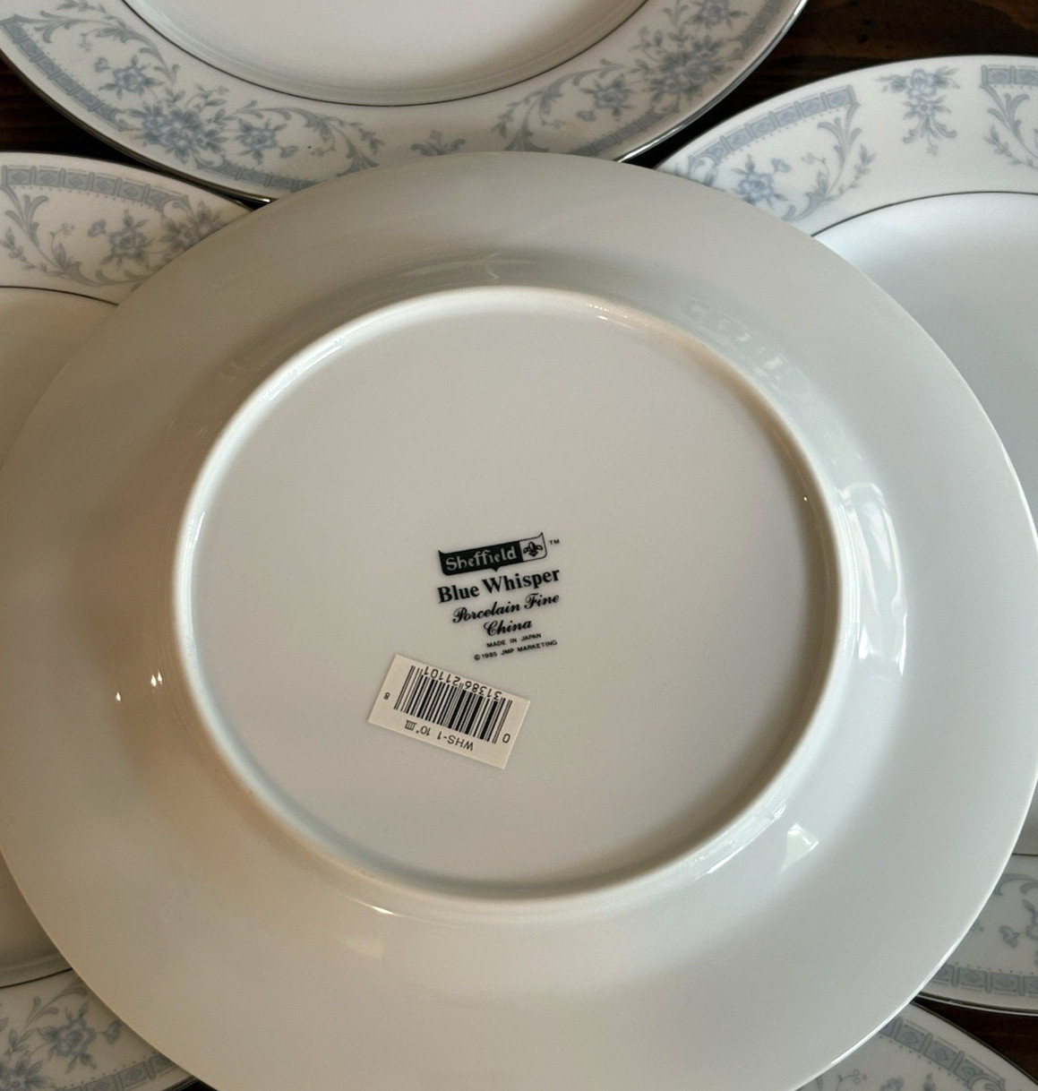Sheffield Blue Whisper China 10.25″ Dinner Plate Replacements (5)- New Old Stock