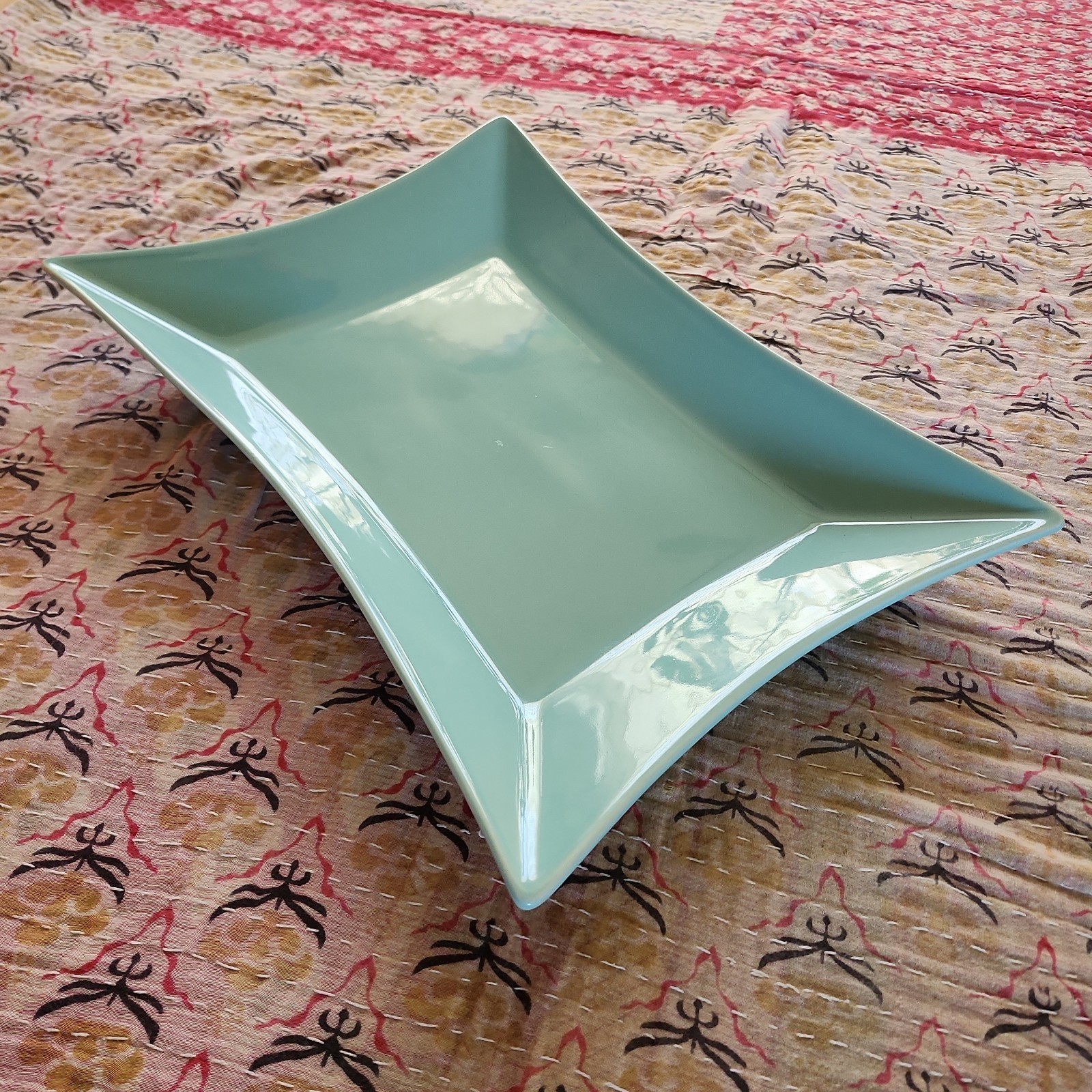 PP Home Portugal Aqua Rectangular Serving Platter Tray 15.5″ Modern Ceramic