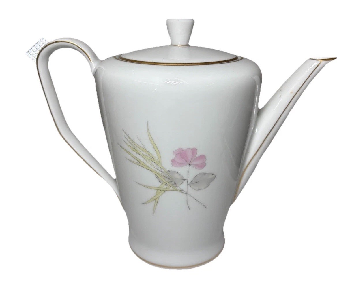 Rosenthal Bettina Parisian Spring Floral White Germany Coffee Tea Pot 8-1/4″