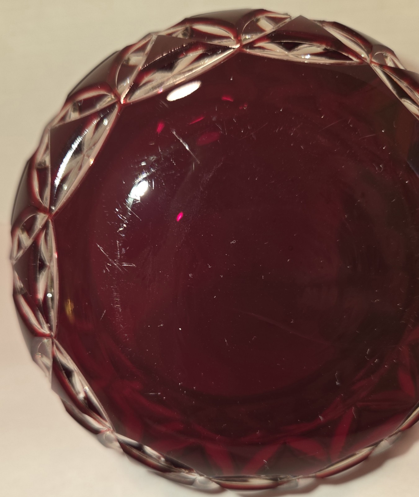 Ruby Red Crystal Bowl Cut To Clear Small Serving Side Dish Candy