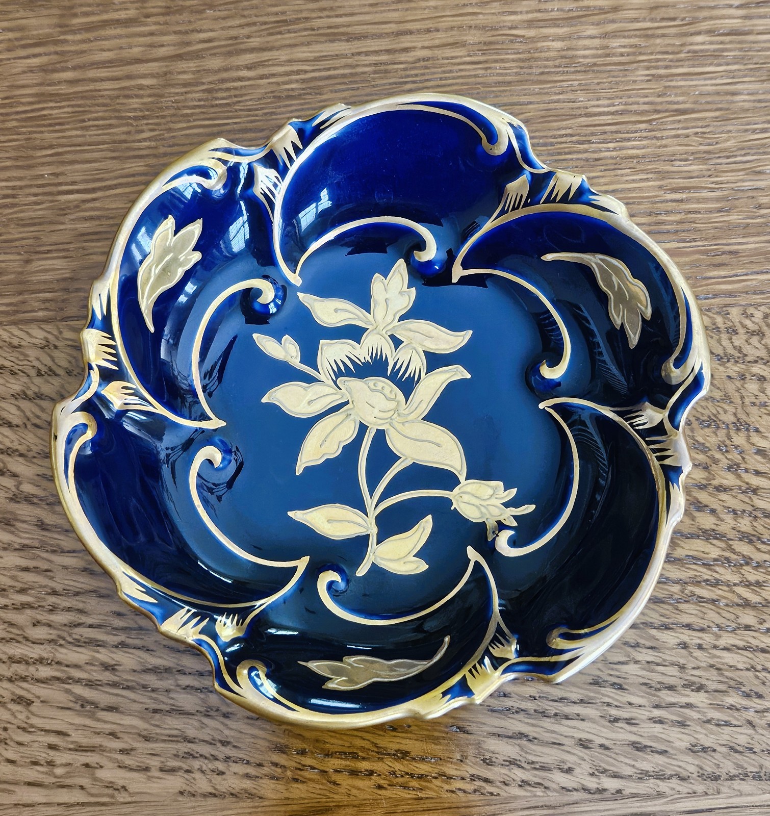 Vintage Echt Kobalt Jlmenau Graf Von Henneberg Blue Porcelain Bowl
