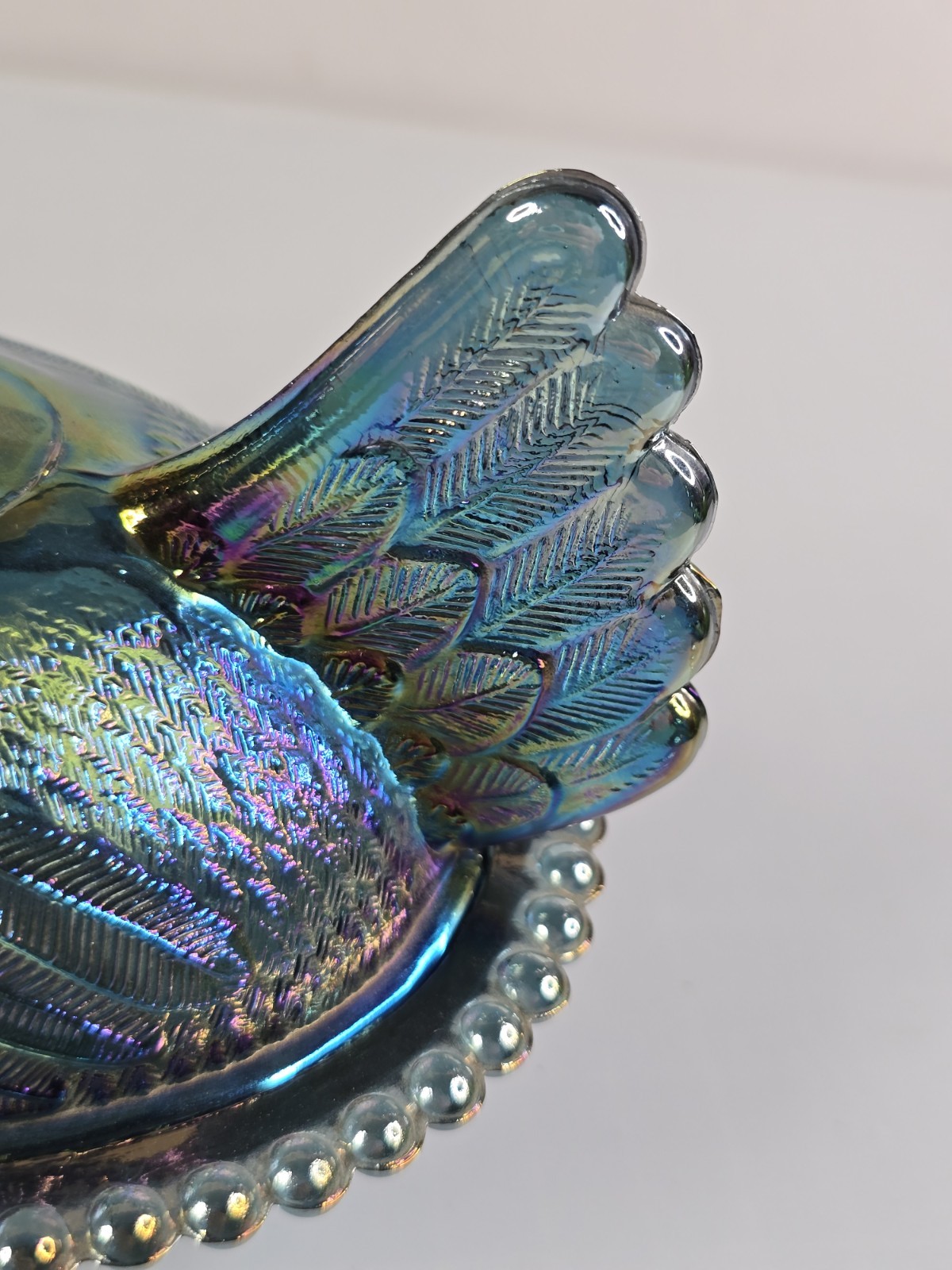 VTG Indiana Glass Iridescent Carnival Blue Hen On Nest Covered Candy Dish 7″ !!!