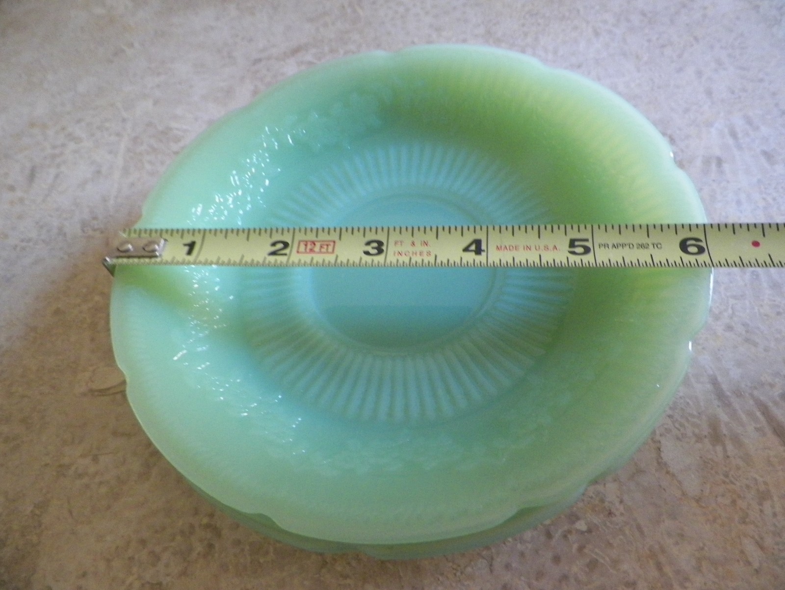 Vintage Fire King Jadeite Alice Floral Pattern 6″ Saucers Set of 3