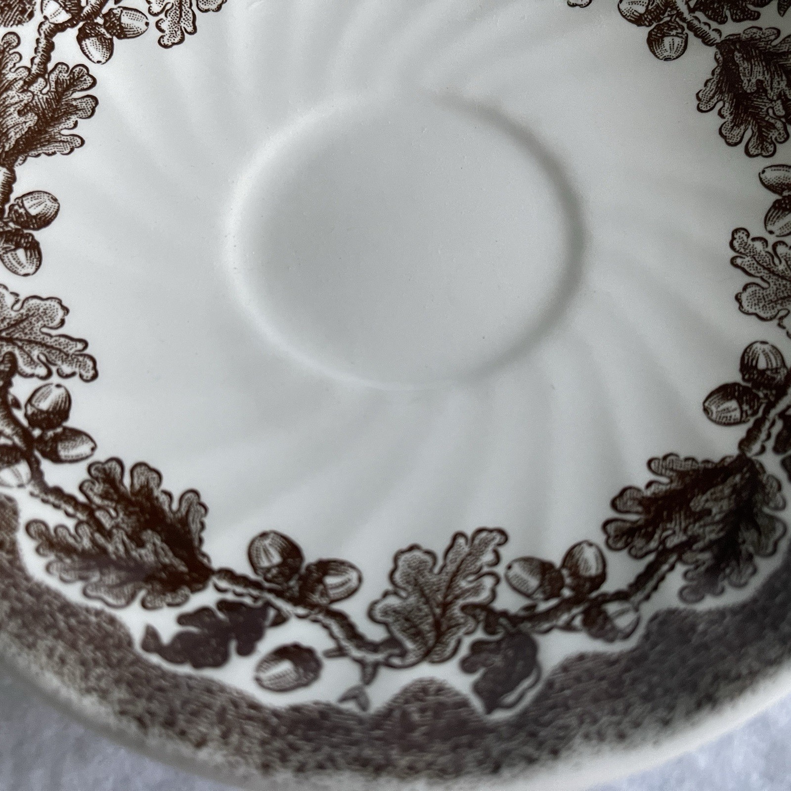 Churchill Country Life Brown Saucer Acorn Oak Leaf Pattern 5.5″ Vintage