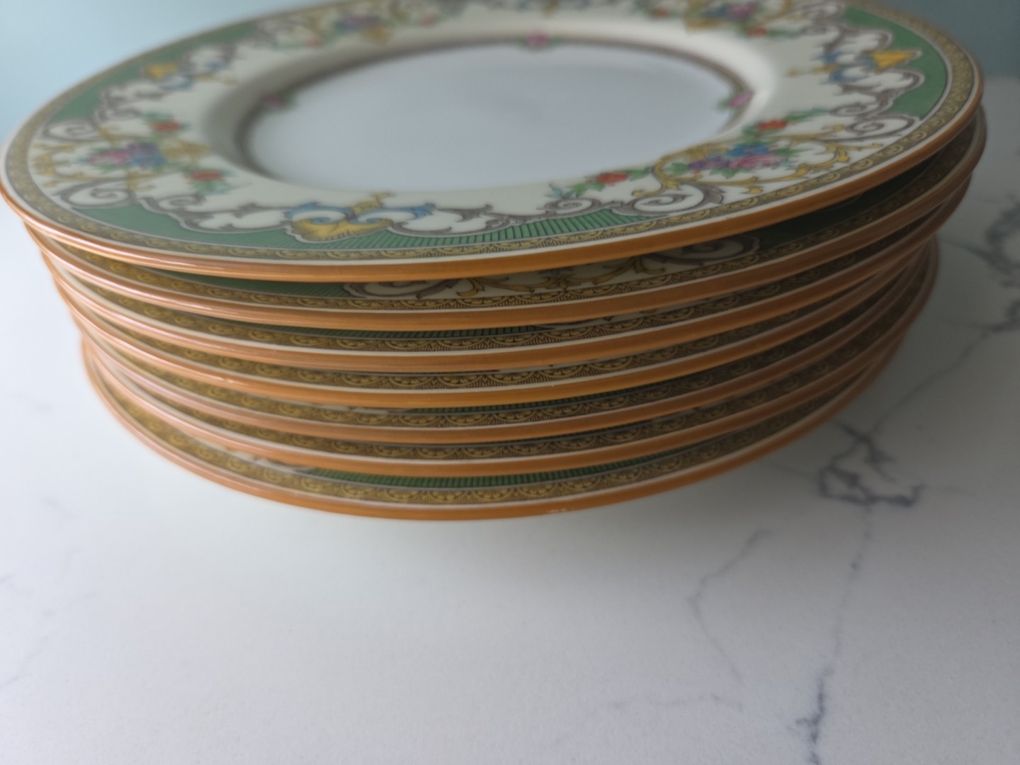 7 VINTAGE Mintons England KENORA GREEN 8 3/4 Plates Buy 1-7 Plates EUC