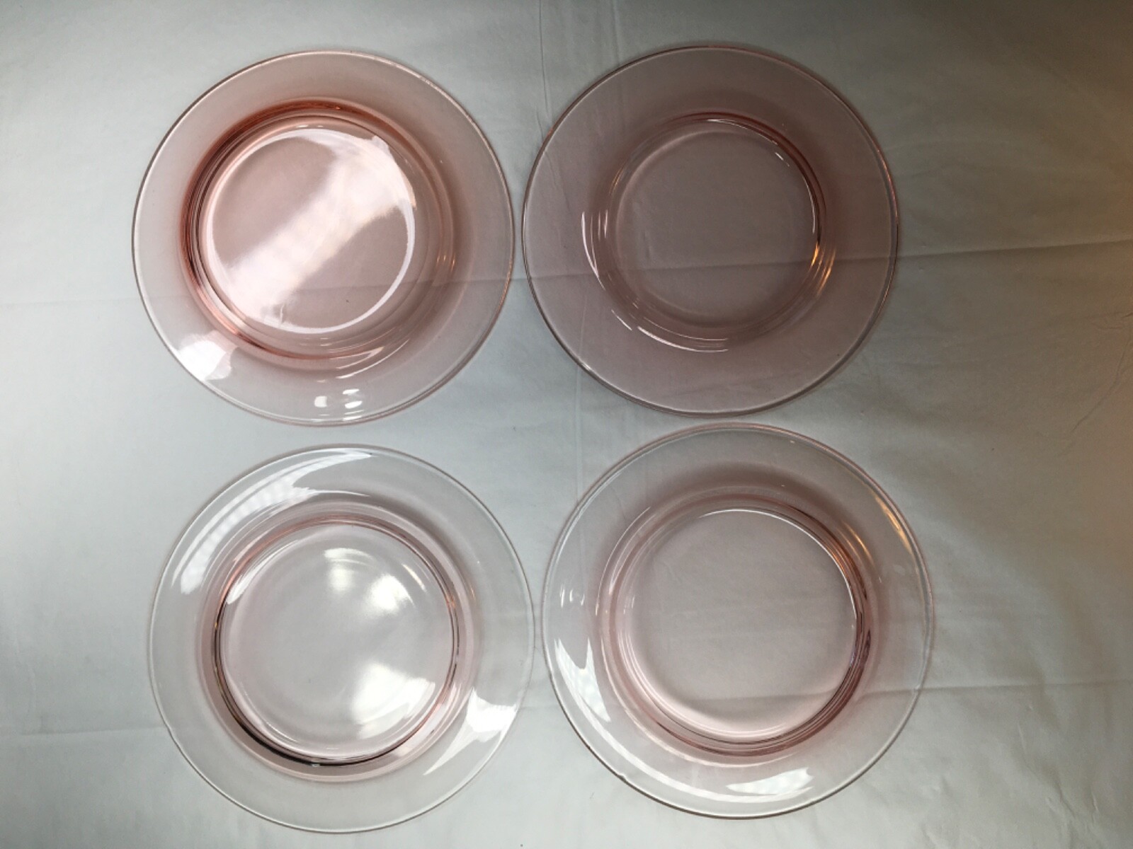 Pink Depression Glass Plates 7-3/4″ Blown Glass Salad Plates Pink Shade Varies 4