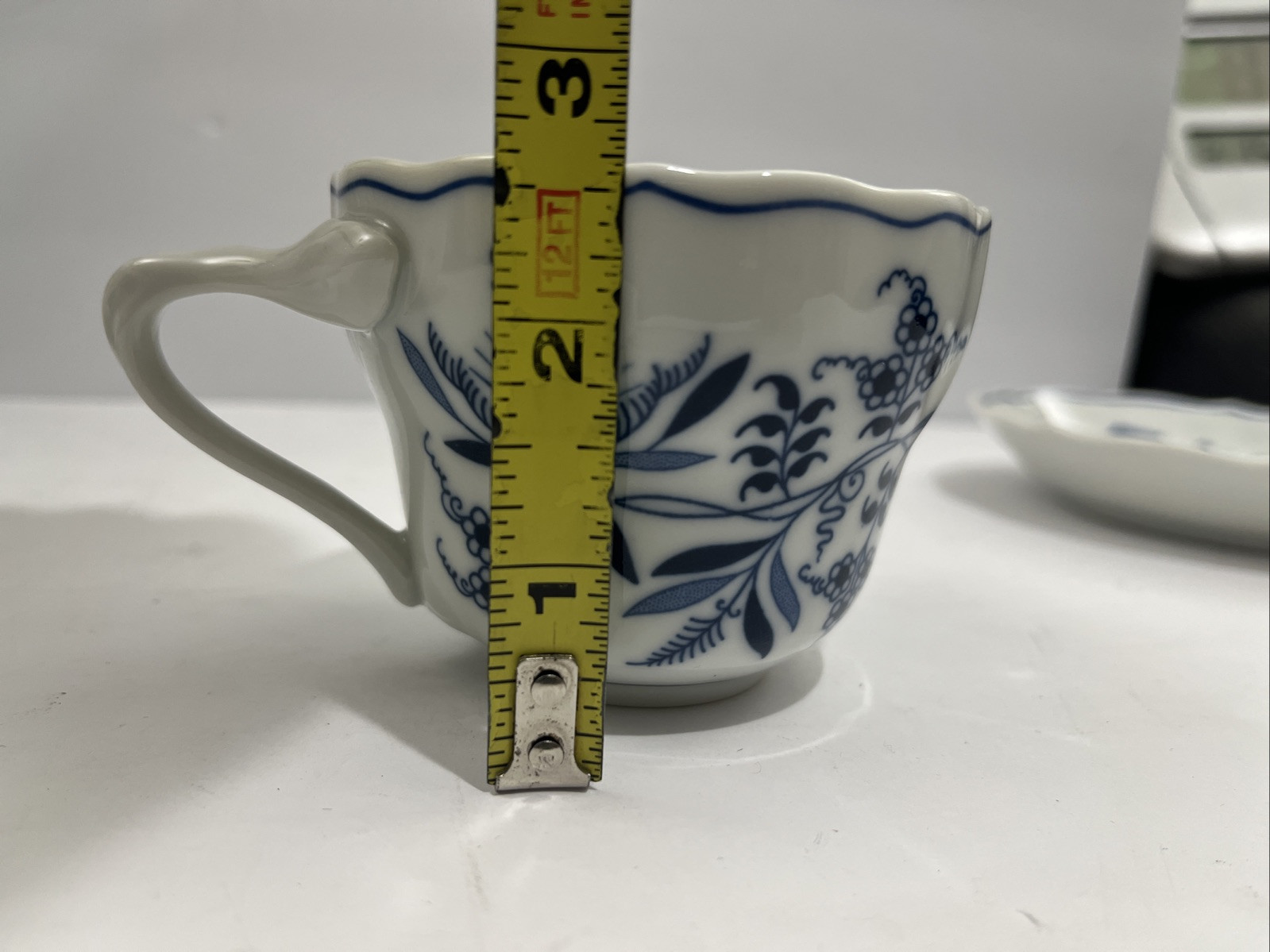 Blue Danube China Set Cup And Saucer w/ Ribbon / Banner Logo