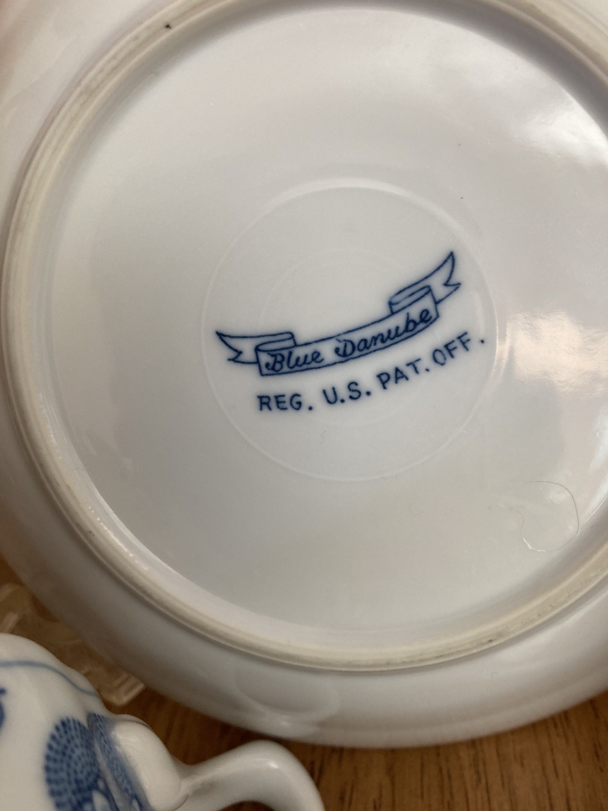 Blue Danube Cup and Saucer Lipper Japan Porcelain Flowers Blue Onion Scalloped