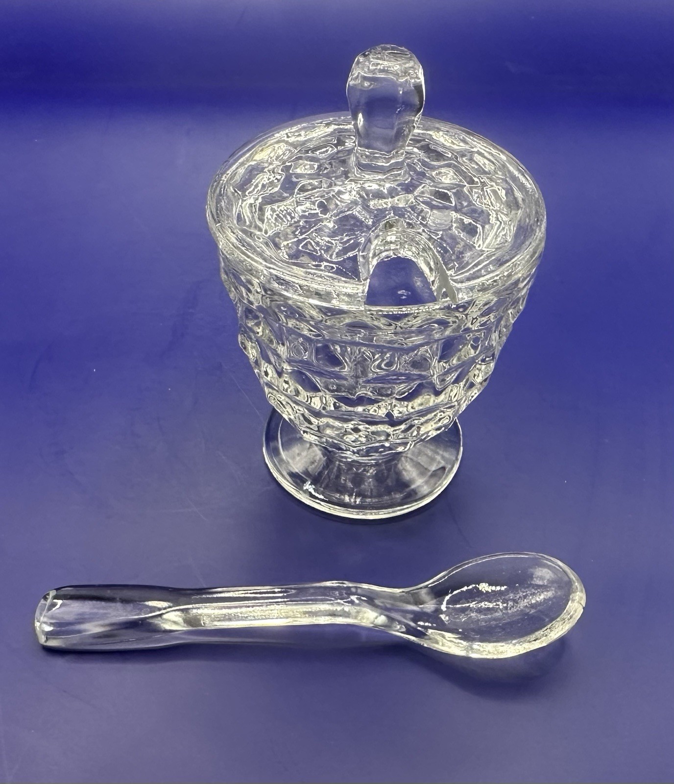1 Set Of Fostoria American Clear 7 Piece Cloverleaf Condiment Set Used- Read-