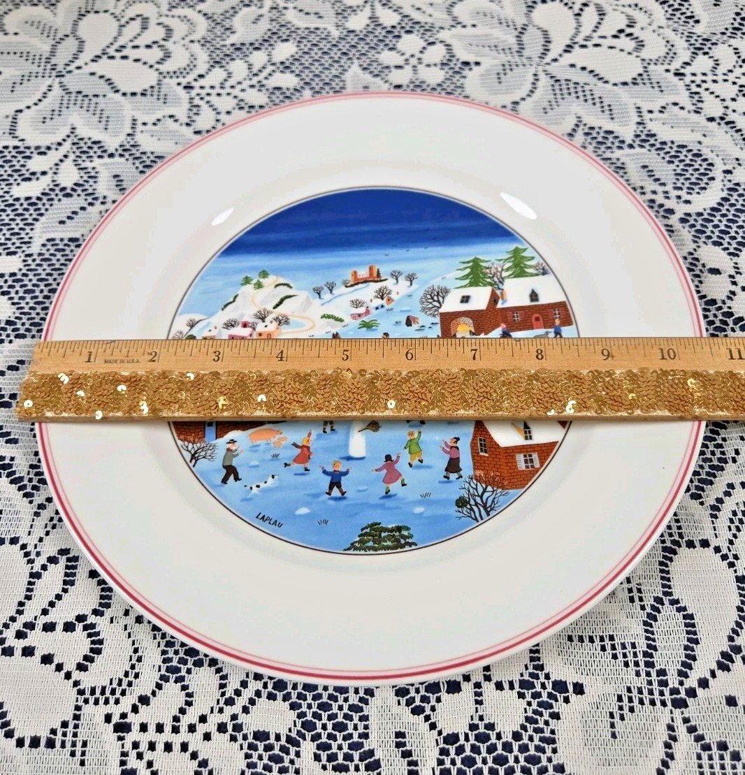 Villeroy & Boch Naif Christmas Snow Scene 10.5″ Porcelain Plate Signed Laplau