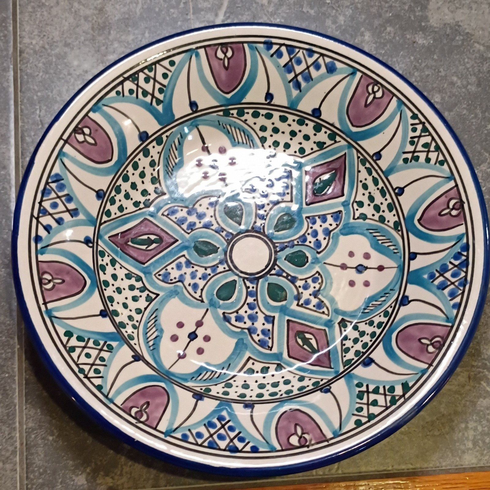 2 Tunisian Le Souk Ceramic Decorative Hand Painted 9 In. Bowls