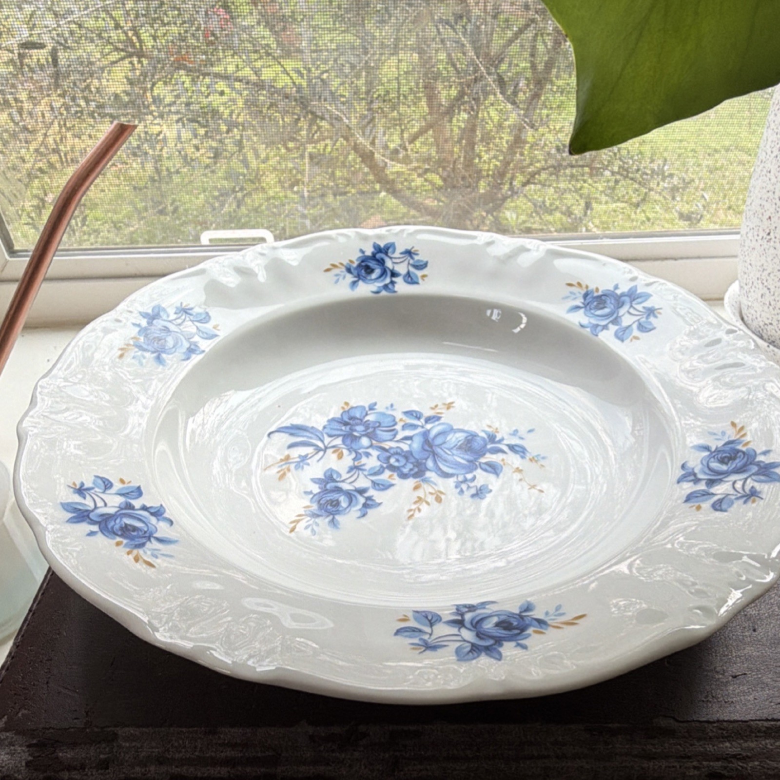 Winterling Germany Blue Floral Porcelain Soup Plates Four-Piece Set