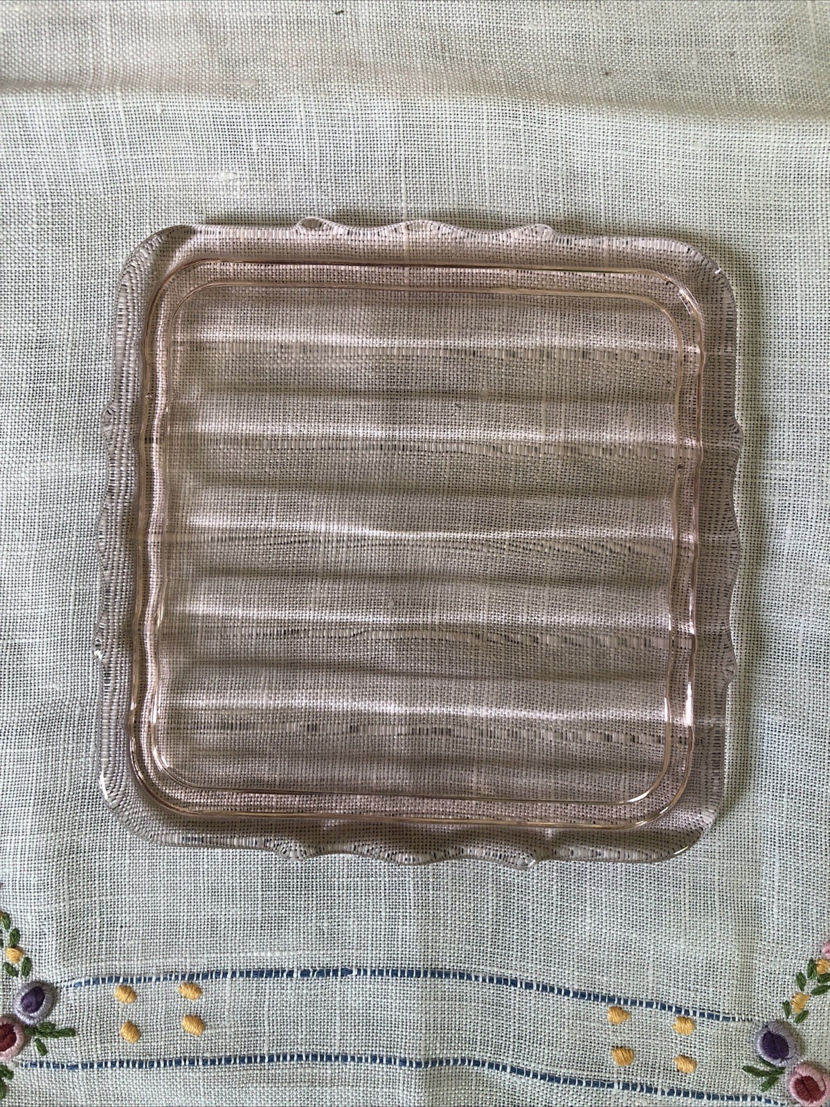 Vintage Jeannette Glass Jenny Ware Pink Depression Glass Refrigerator Dish With