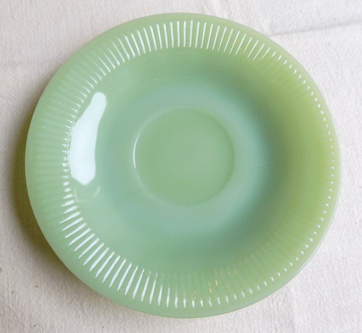 Vintage Fire King Jadeite Green Glass Creamer & Cup and Saucer Jadite