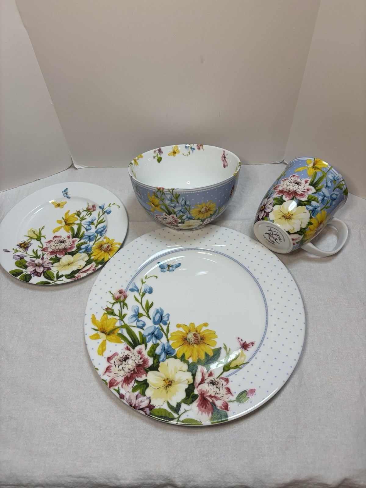 Vtg Katie Alice English Garden 2546896 Set Dinner Plate, Salad Plate, Bowl & Mug