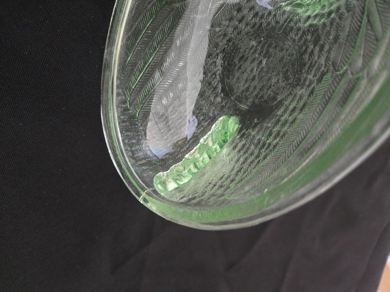 “= Indiana Glass Hen On Nest Pastel Green Candy Dish Beaded Basket Base RARE