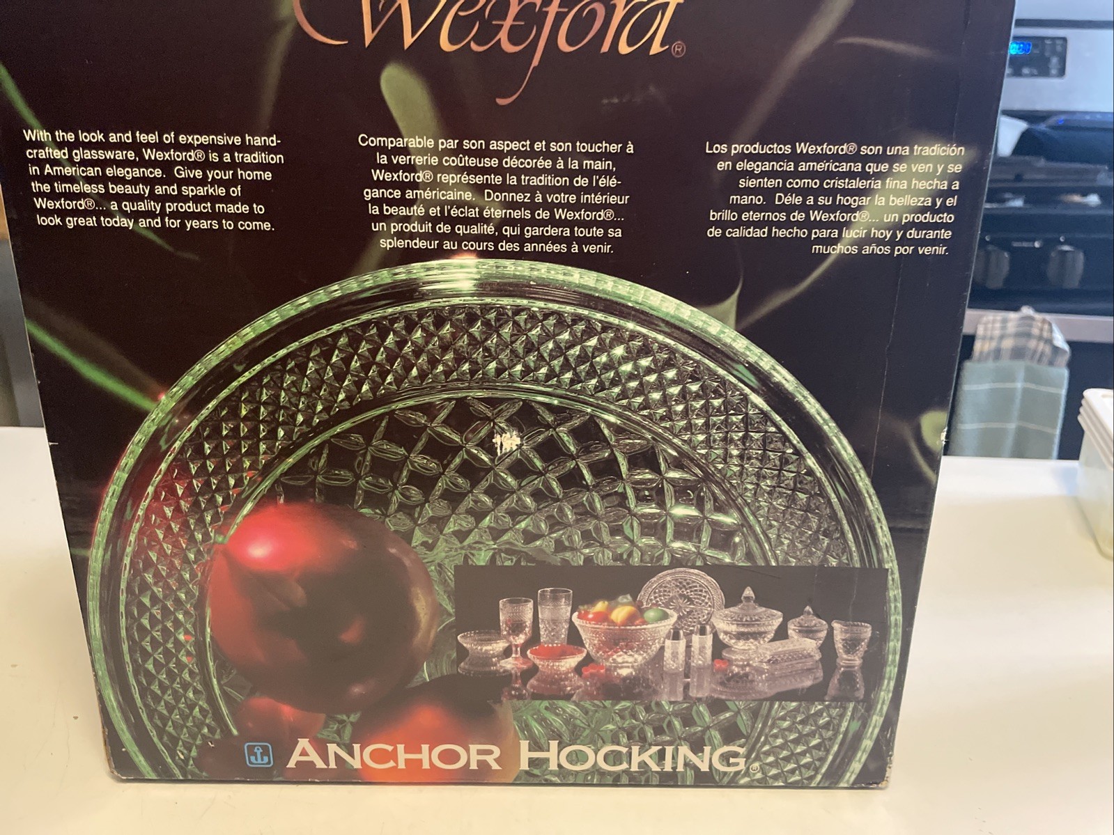 Anchor Hocking Vintage Wexford Glass Emerald Green Footed Cake Set w/Box